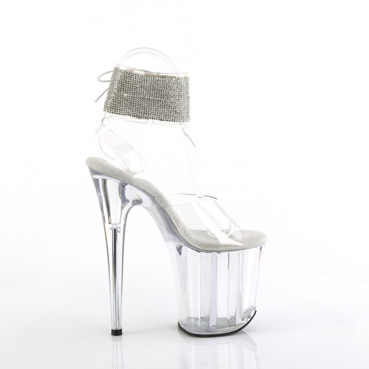 Pleaser Flamingo-891-2RS C/M - Priehľadné topánky s remienkom cez kotník na vysokej platforme