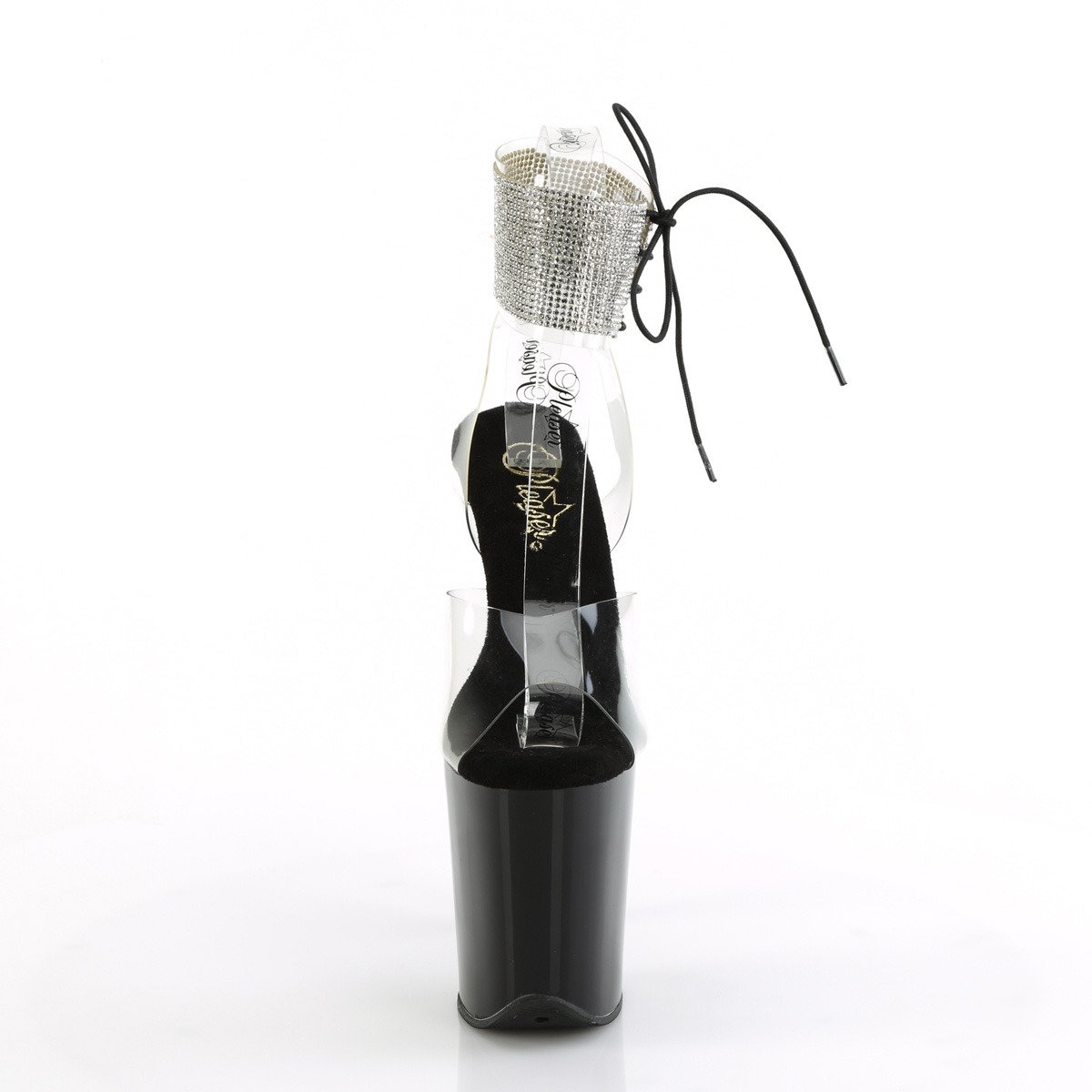 Pleaser Flamingo-891-2RS C/B - Priehľadné topánky s remienkom cez kotník na vysokej platforme