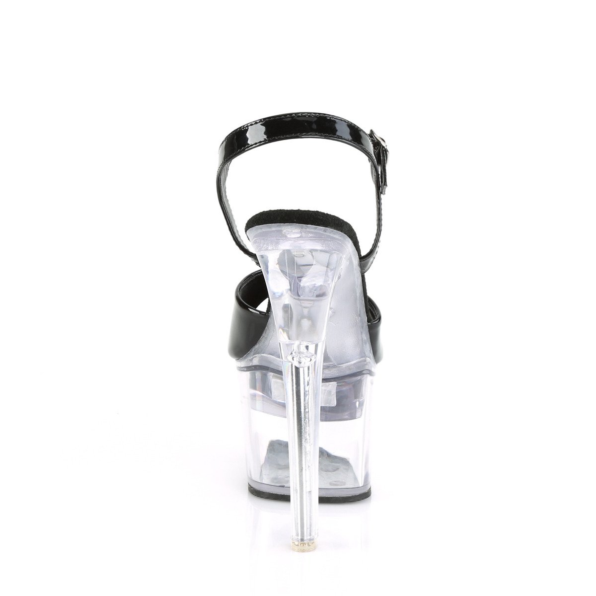 Pleaser Flashdance-709 B/C - Lesklé čierne svietiace sandále na vysokej platforme