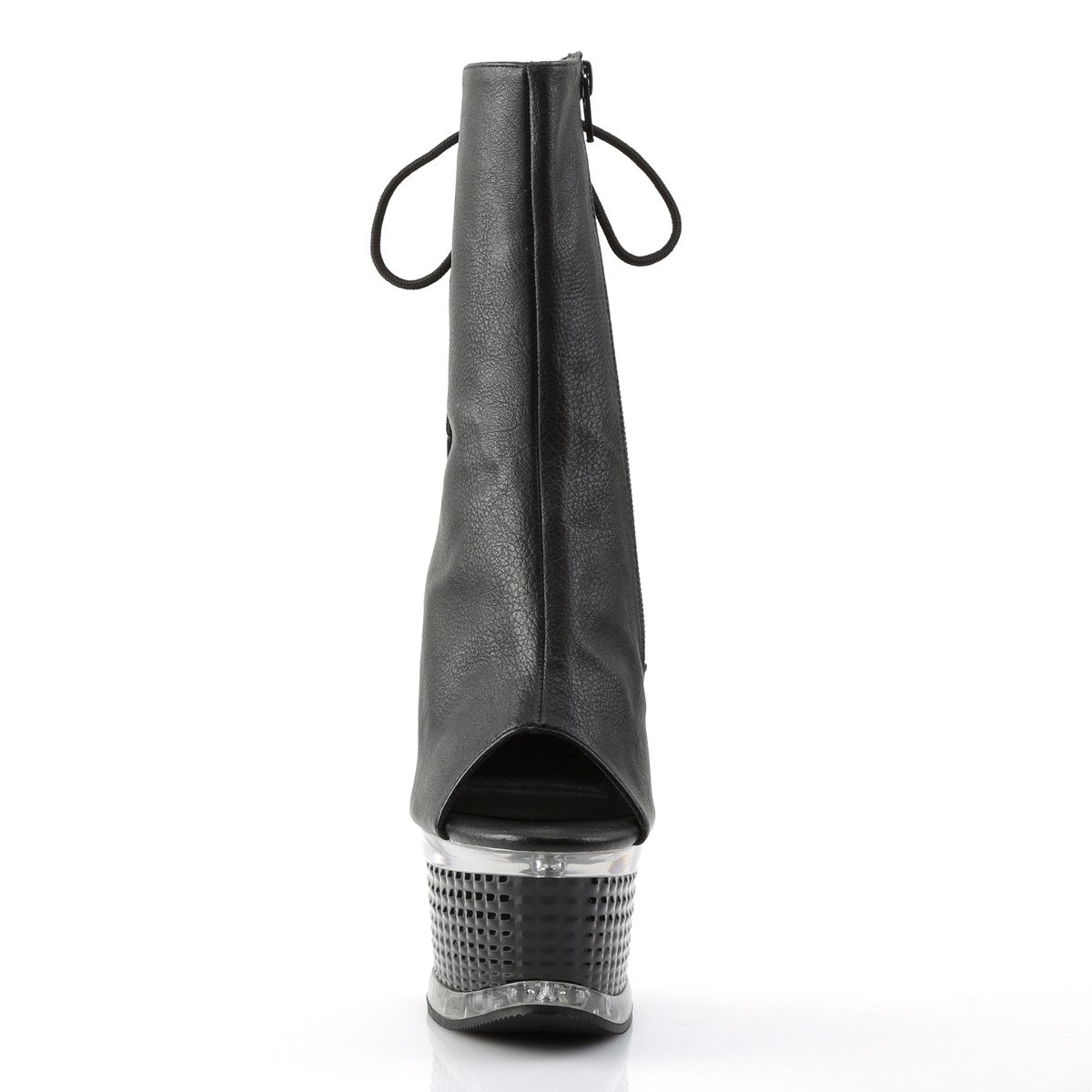 Pleaser Illusion-1018 BPU/M - Čierne čižmy s otvorenou špičkou na platforme s vysokými podpätkami