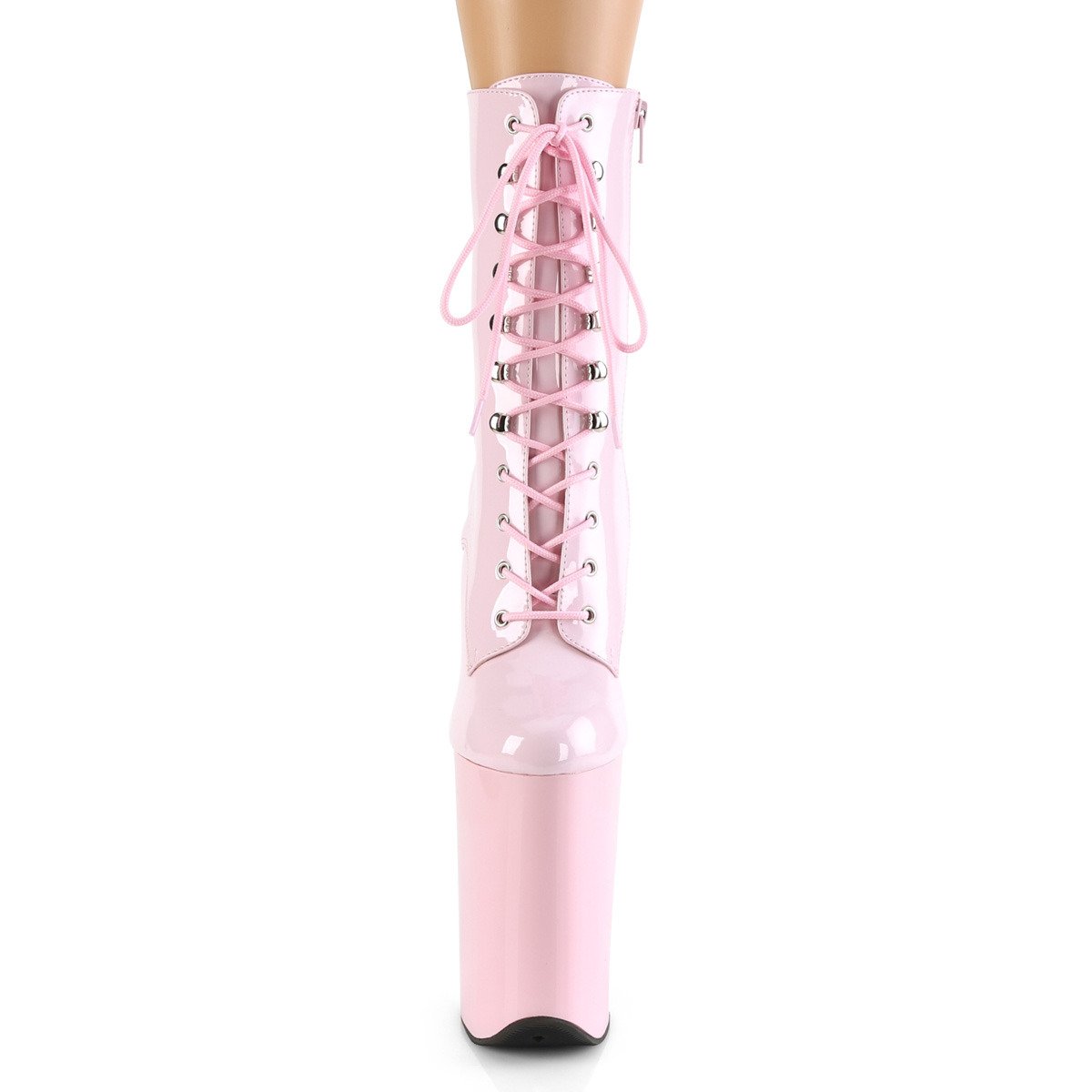 Pleaser Infinity-1020 BP/M - Lesklé ružové kotníkové čižmy na vysokej platforme