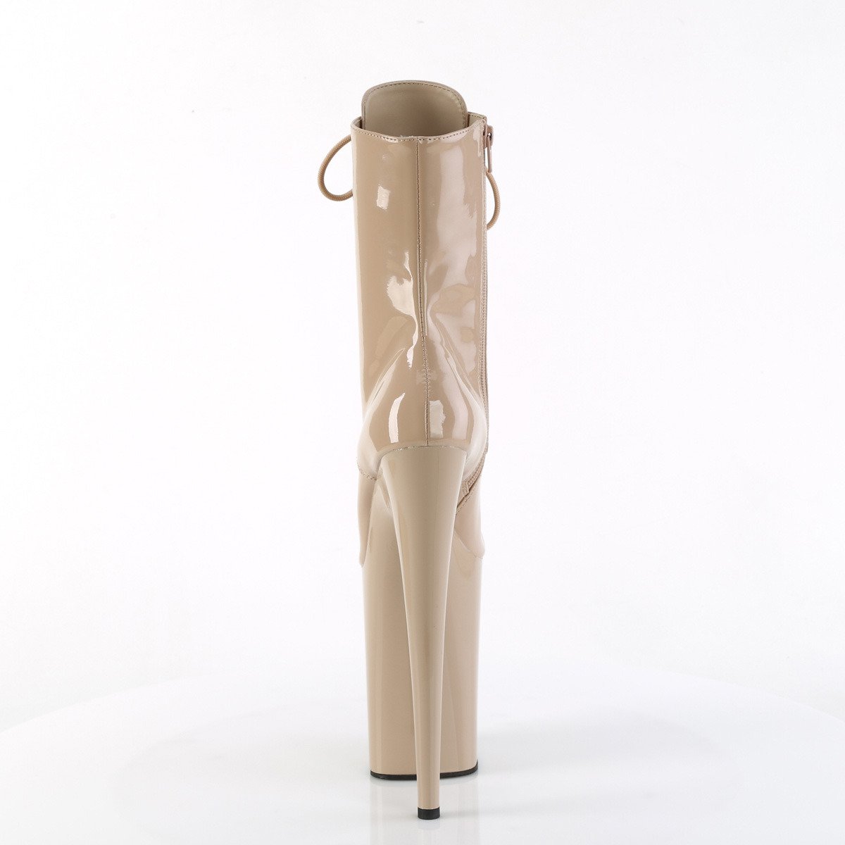 Pleaser Infinity-1020 ND/M - Lesklé béžové kotníkové čižmy na vysokej platforme