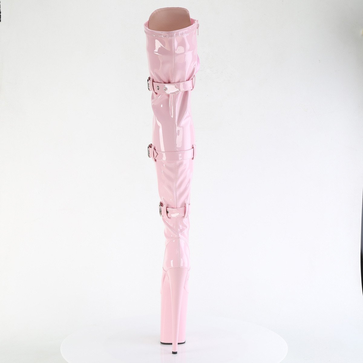 Pleaser Infinity-3028 BP/M - Lesklé ružové čižmy nad kolená na vysokej platforme