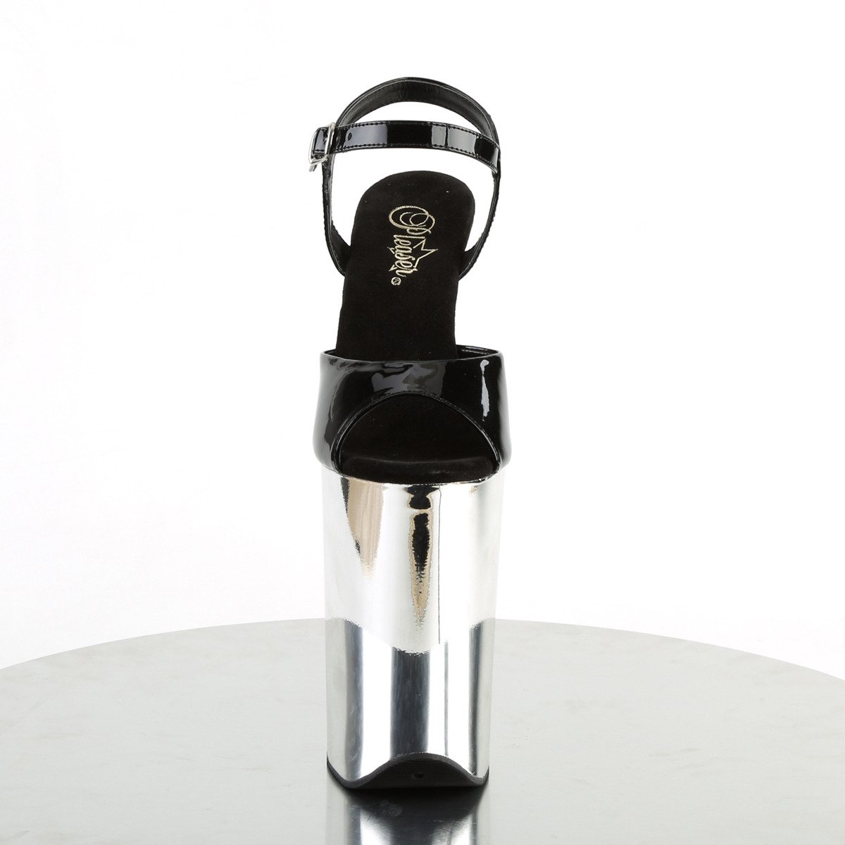 Pleaser Infinity-909 B/SCH - Lesklé čierne sandále na vysokej platforme