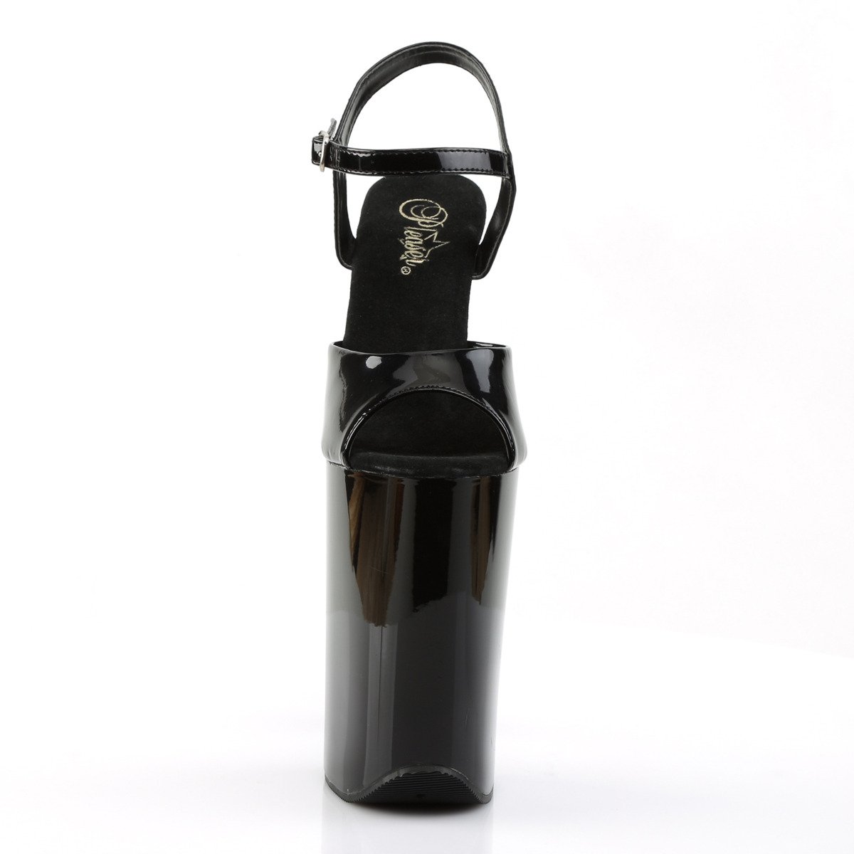 Pleaser Infinity-909 B/M - Lesklé čierne sandále na vysokej platforme