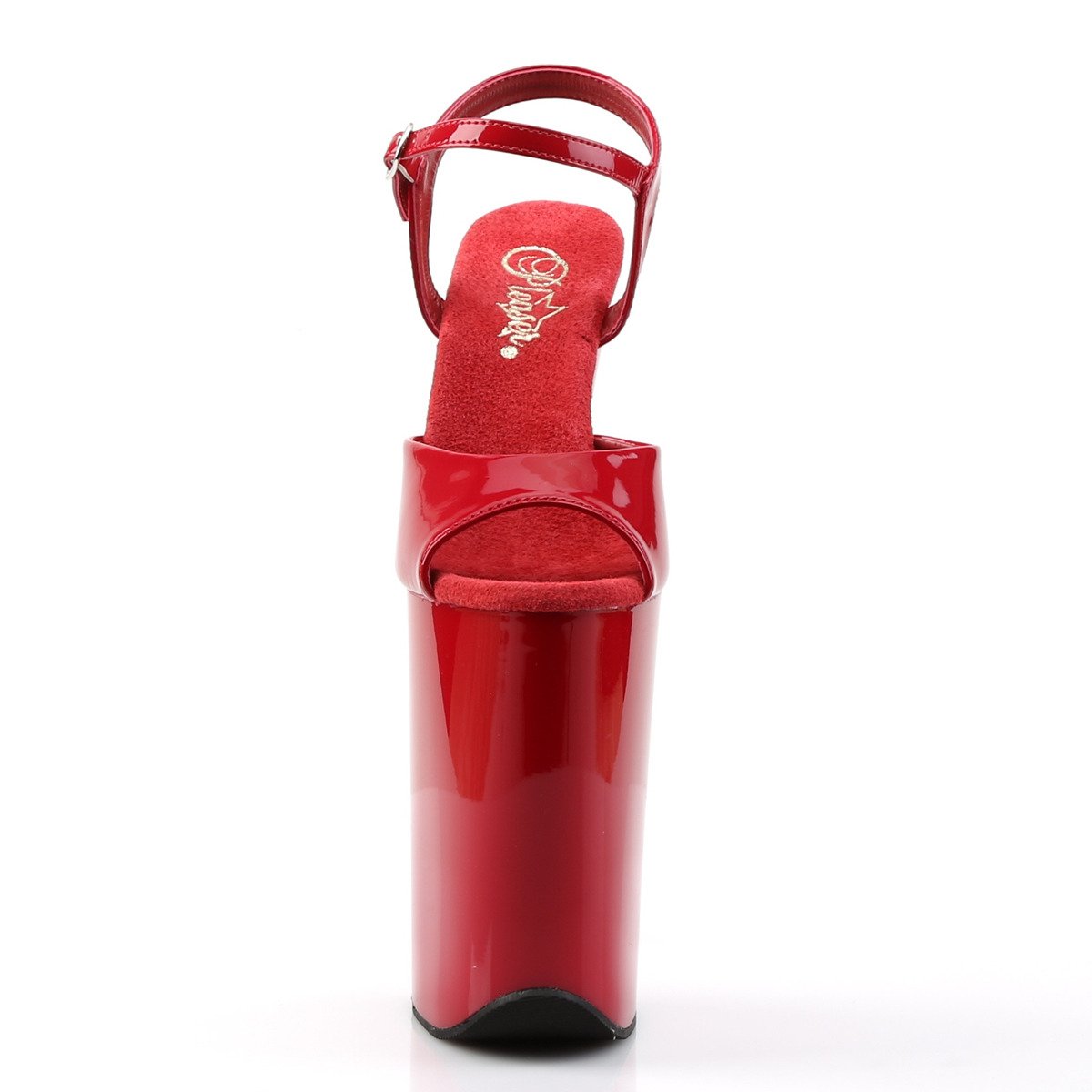 Pleaser Infinity-909 R/M - Lesklé červené sandále na vysokej platforme