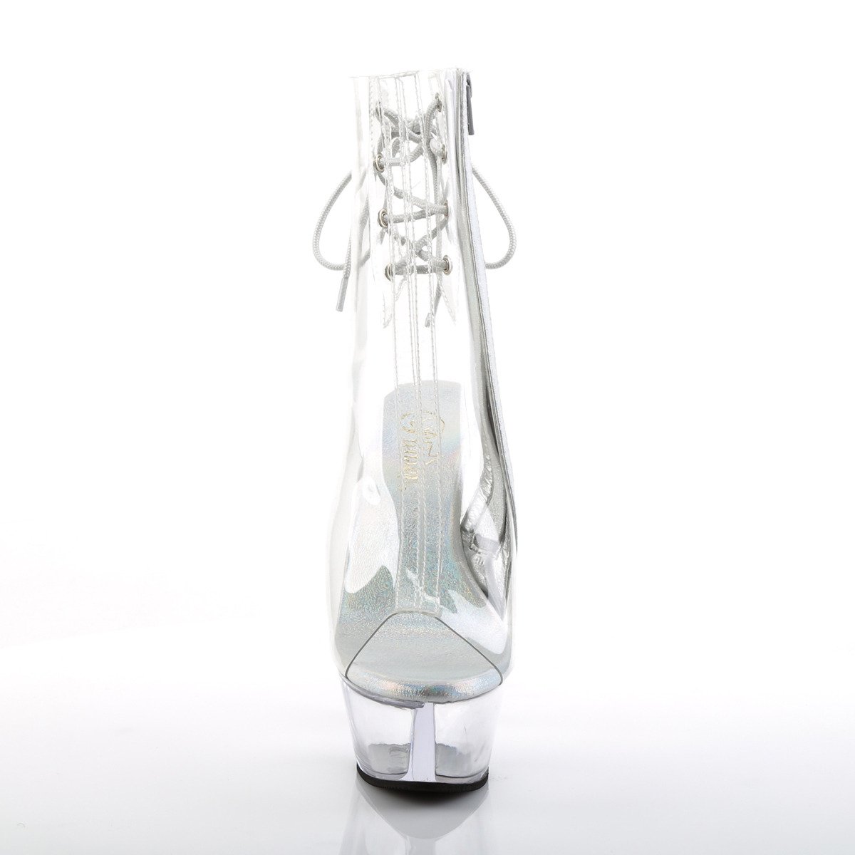 Pleaser Kiss-1018C C/M - Priehľadné čižmy s otvorenou špičkou na platforme s vysokými podpätkami