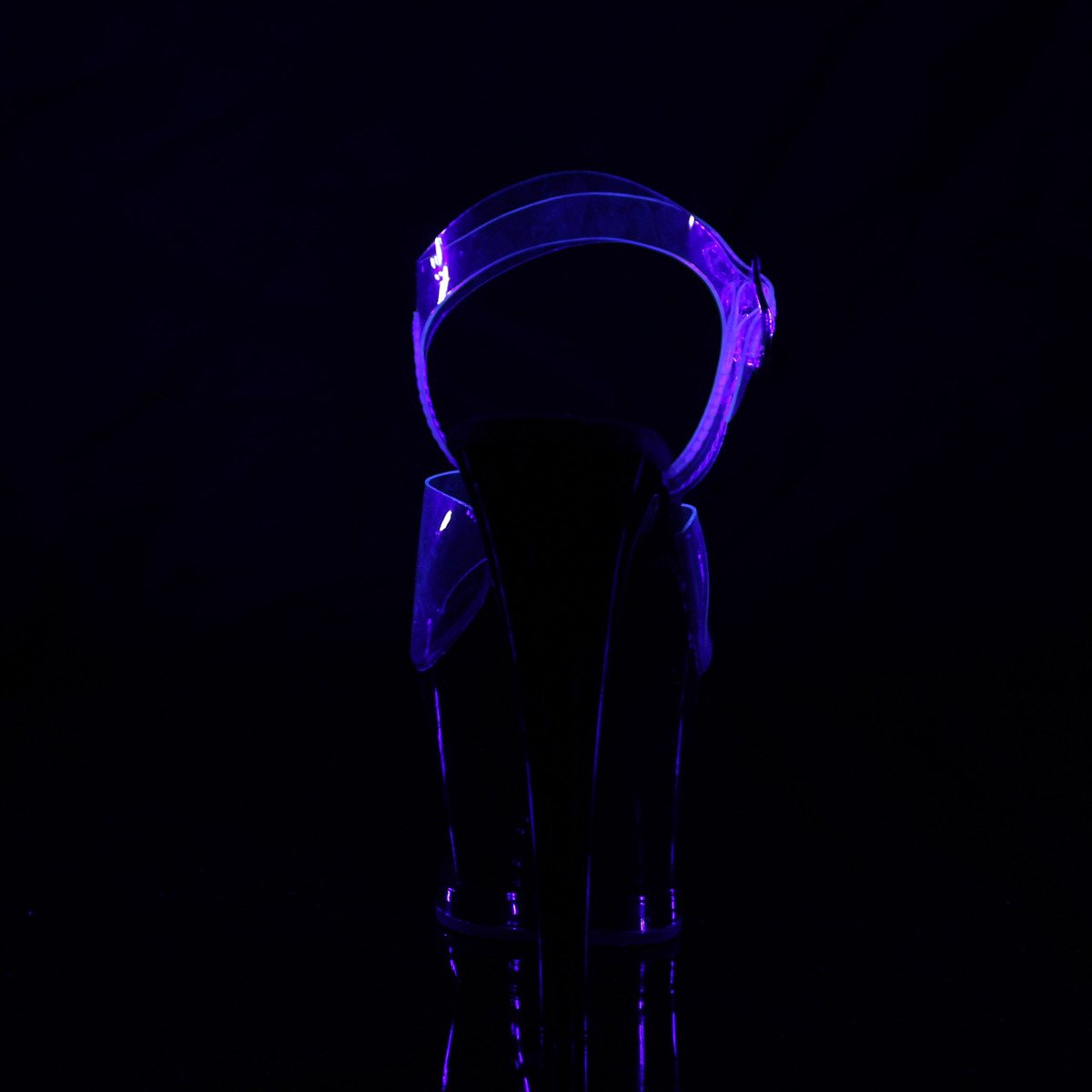 Pleaser Moon-708FLM C/B - Priehľadné sandále na vysokej platforme