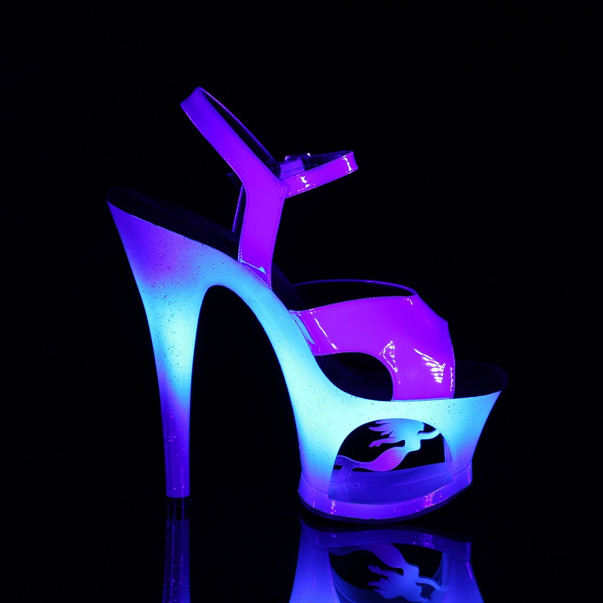 Pleaser Moon-711MER BLU/M - Modré sandále na vysokej platforme
