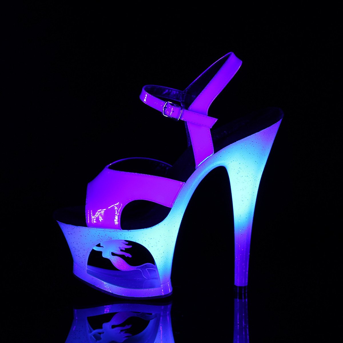 Pleaser Moon-711MER BLU/M - Modré sandále na vysokej platforme