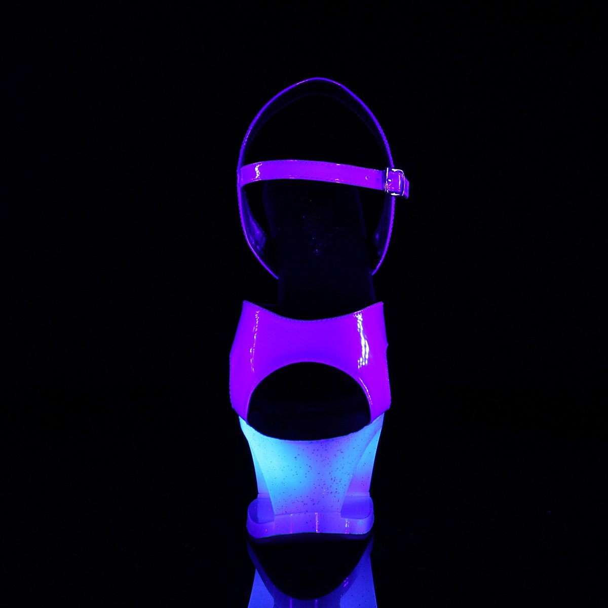 Pleaser Moon-711MER BLU/M - Modré sandále na vysokej platforme