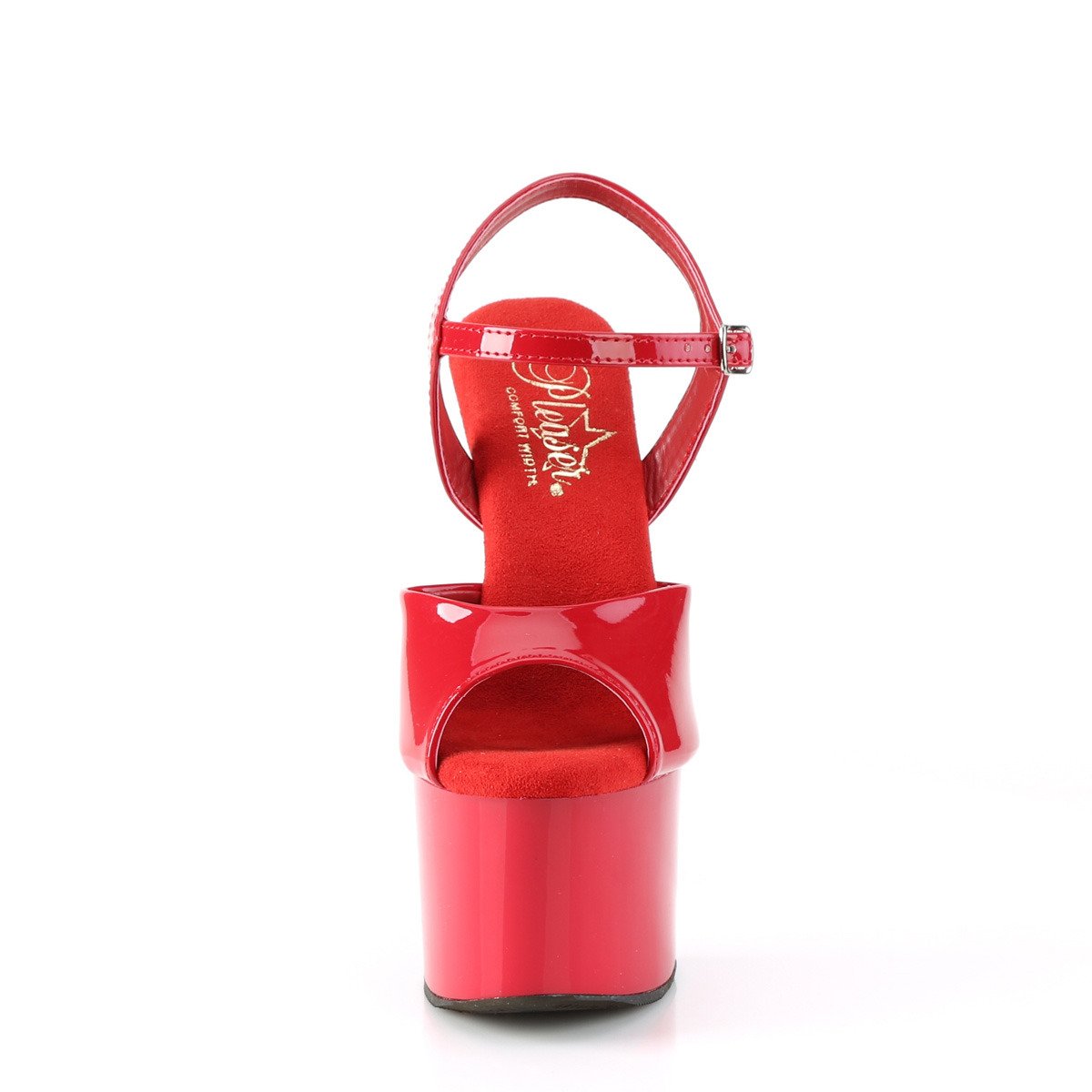 Pleaser Passion-709 R/M - Lesklé červené sandále na vysokej platforme