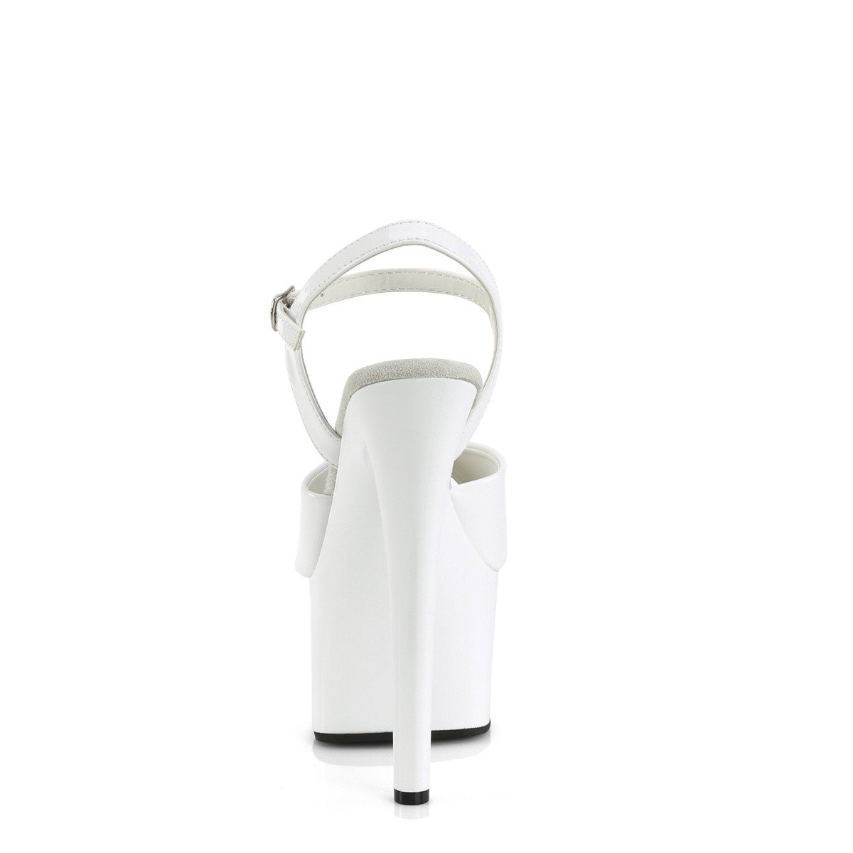 Pleaser Passion-709 W/M - Lesklé biele sandále na vysokej platforme