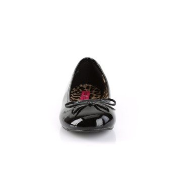 Pleaser Pink Label Anna-01 B - Lesklé čierne balerínky