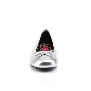 Pleaser Pink Label Anna-01 SPU - Strieborné balerínky