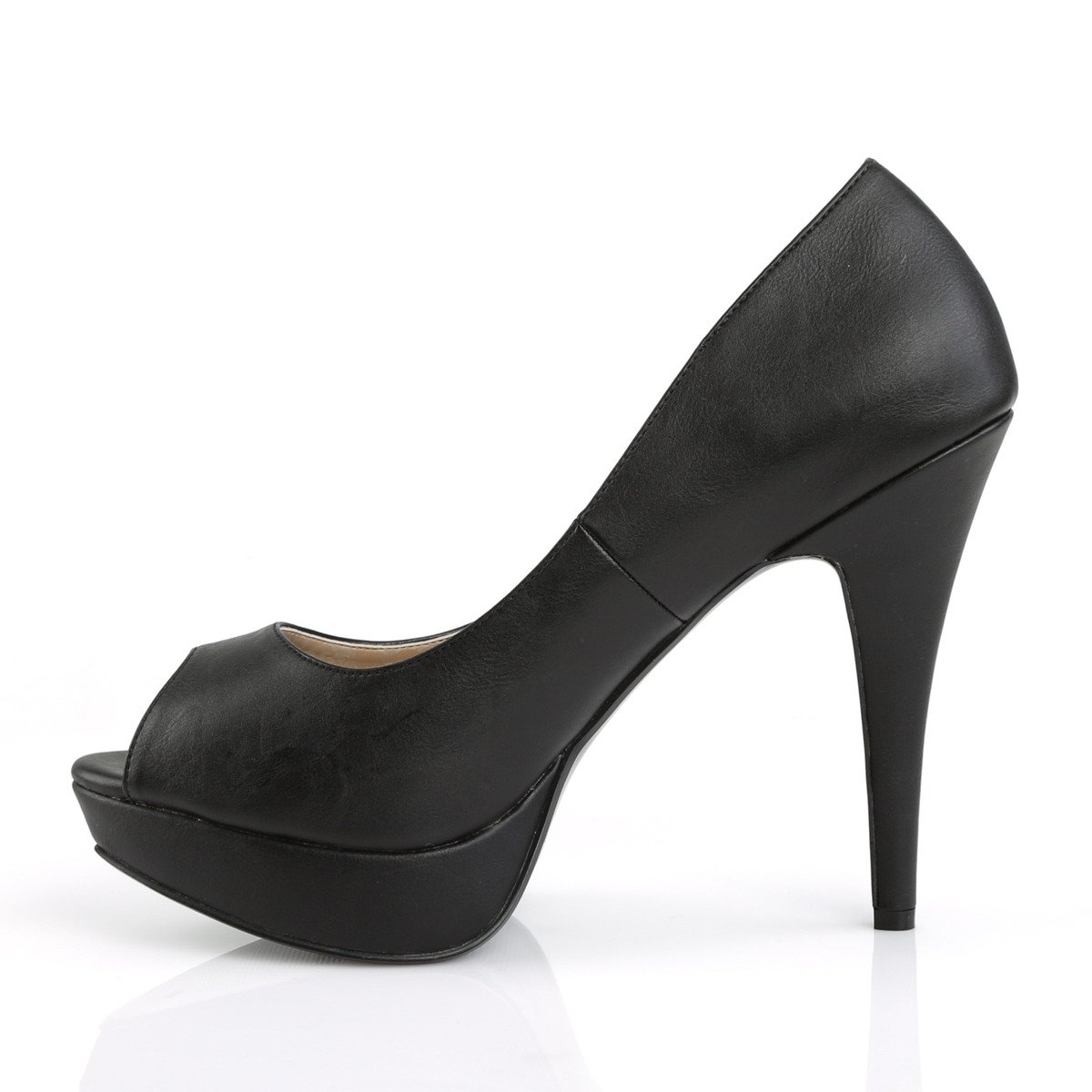 Pleaser Pink Label Chloe-01 BPU - Čierne lodičky s otvorenou špičkou na platforme s vysokými podpätkami