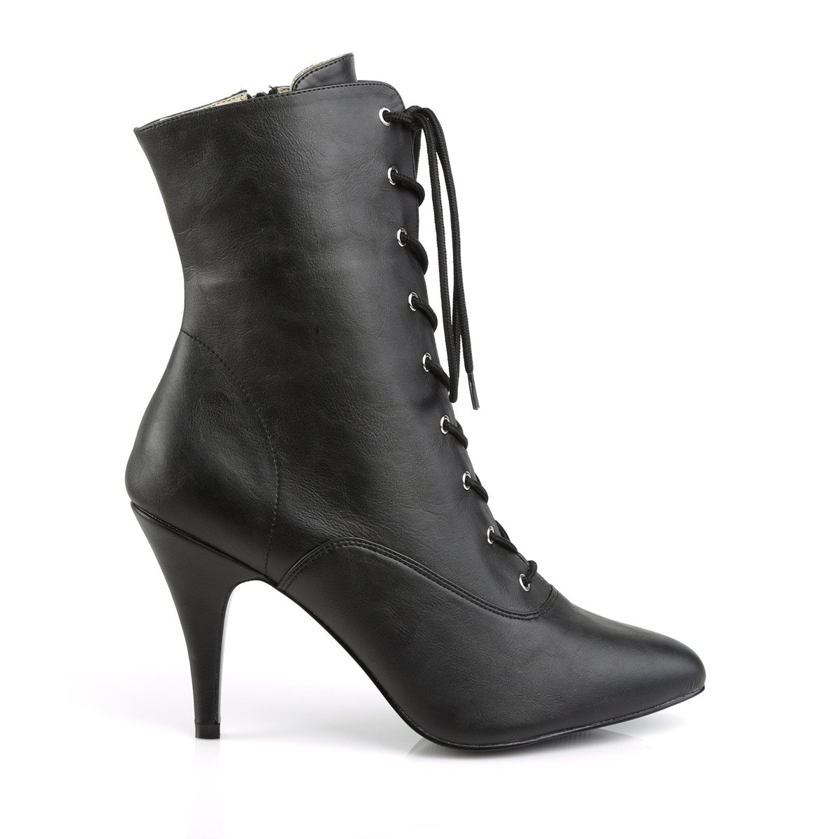 Pleaser Pink Label Dream-1020 BPU - Čierne kotníkové čižmy na vysokom podpätku