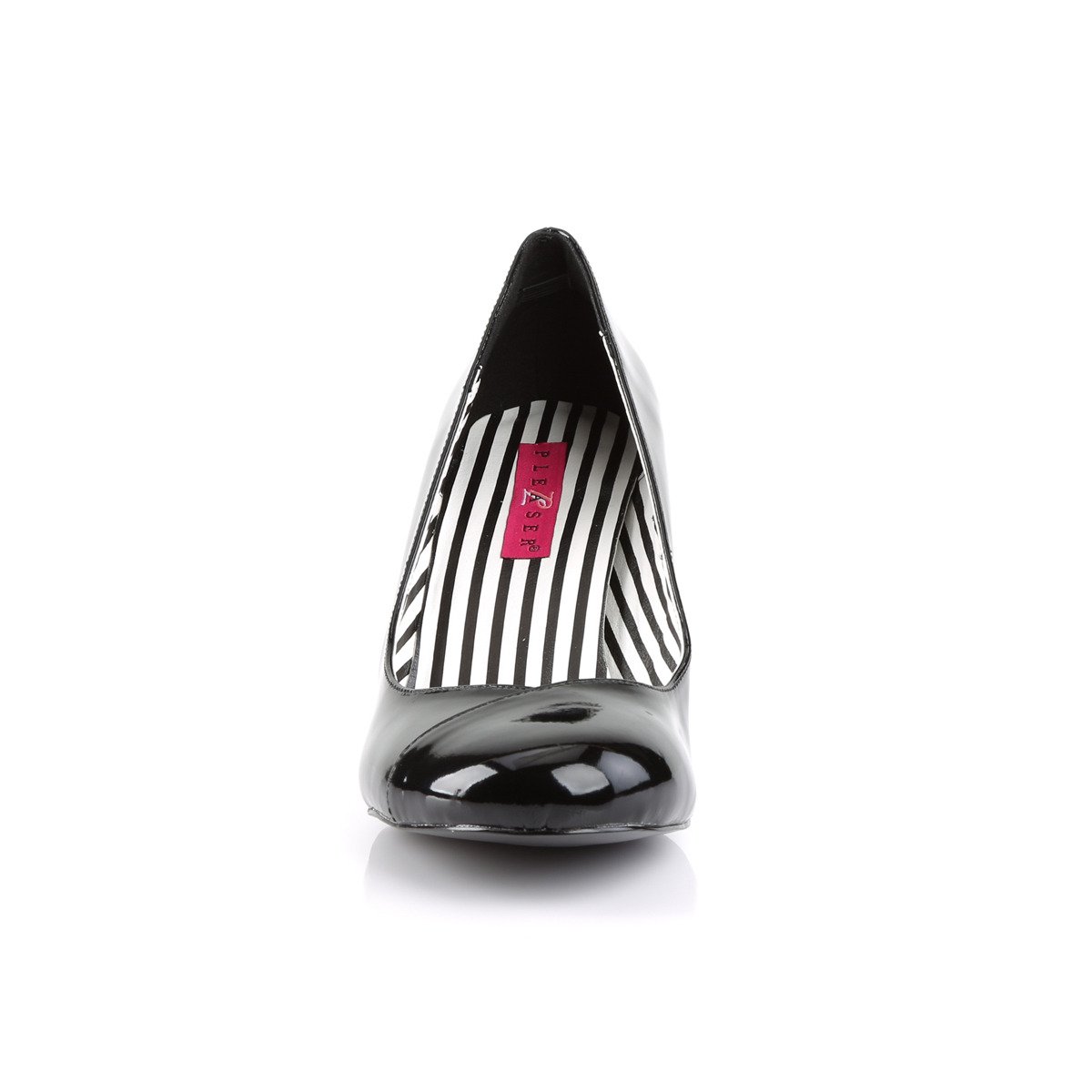 Pleaser Pink Label Jenna-01 B - Lesklé čierne lodičky so širokými podpätkami