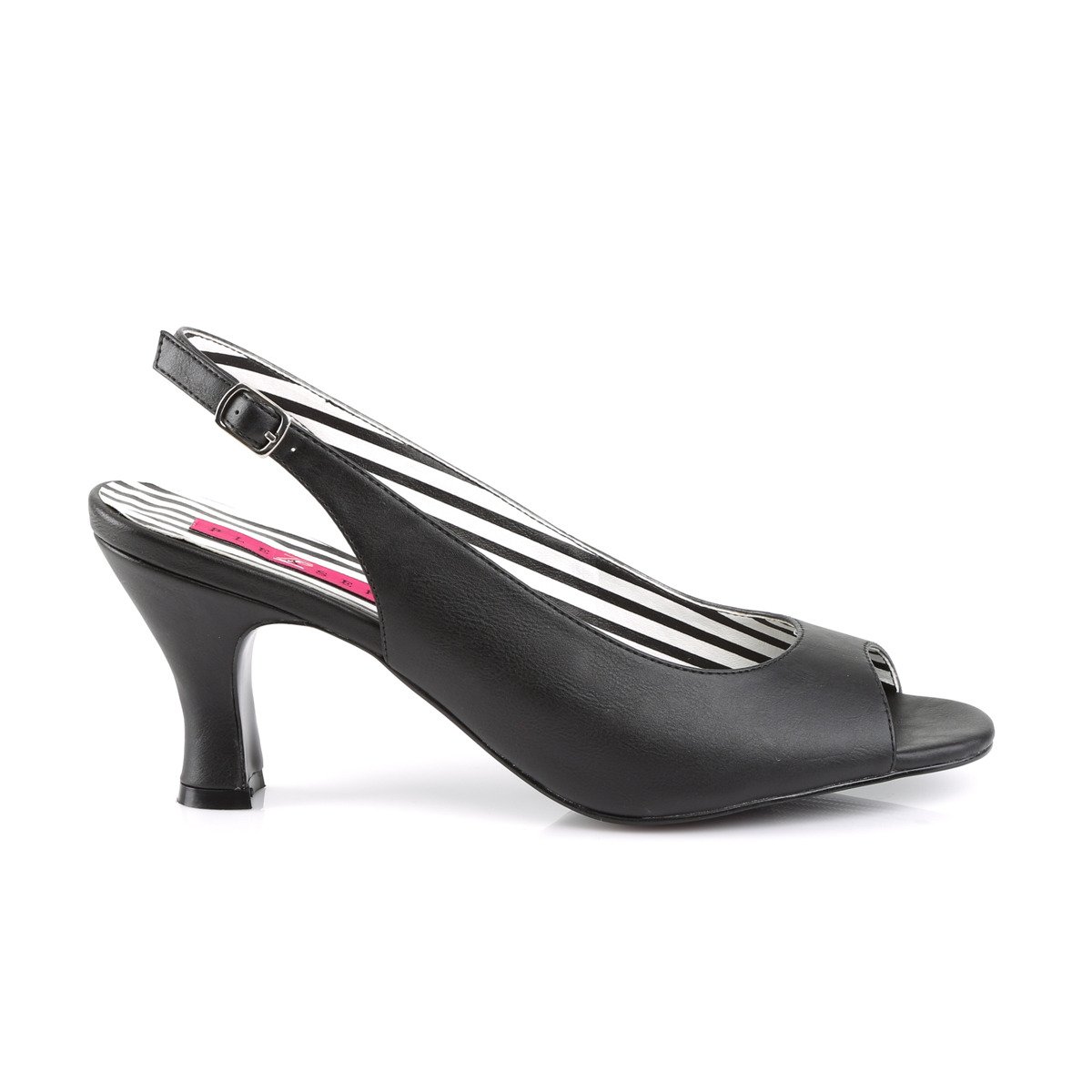 Pleaser Pink Label Jenna-02 BPU - Čierne lodičky s otvorenou špičkou a voľnou pätou so širokými podpätkami