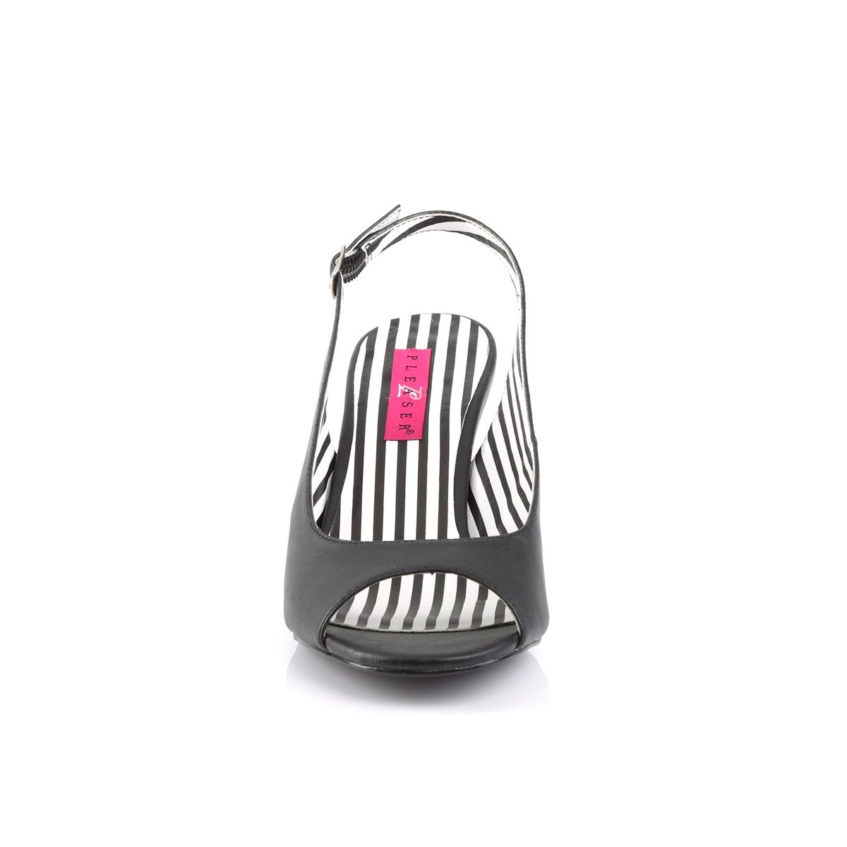 Pleaser Pink Label Jenna-02 BPU - Čierne lodičky s otvorenou špičkou a voľnou pätou so širokými podpätkami