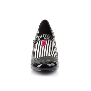 Pleaser Pink Label Jenna-06 BPU-PT - Lesklé čierne lodičky so širokými podpätkami