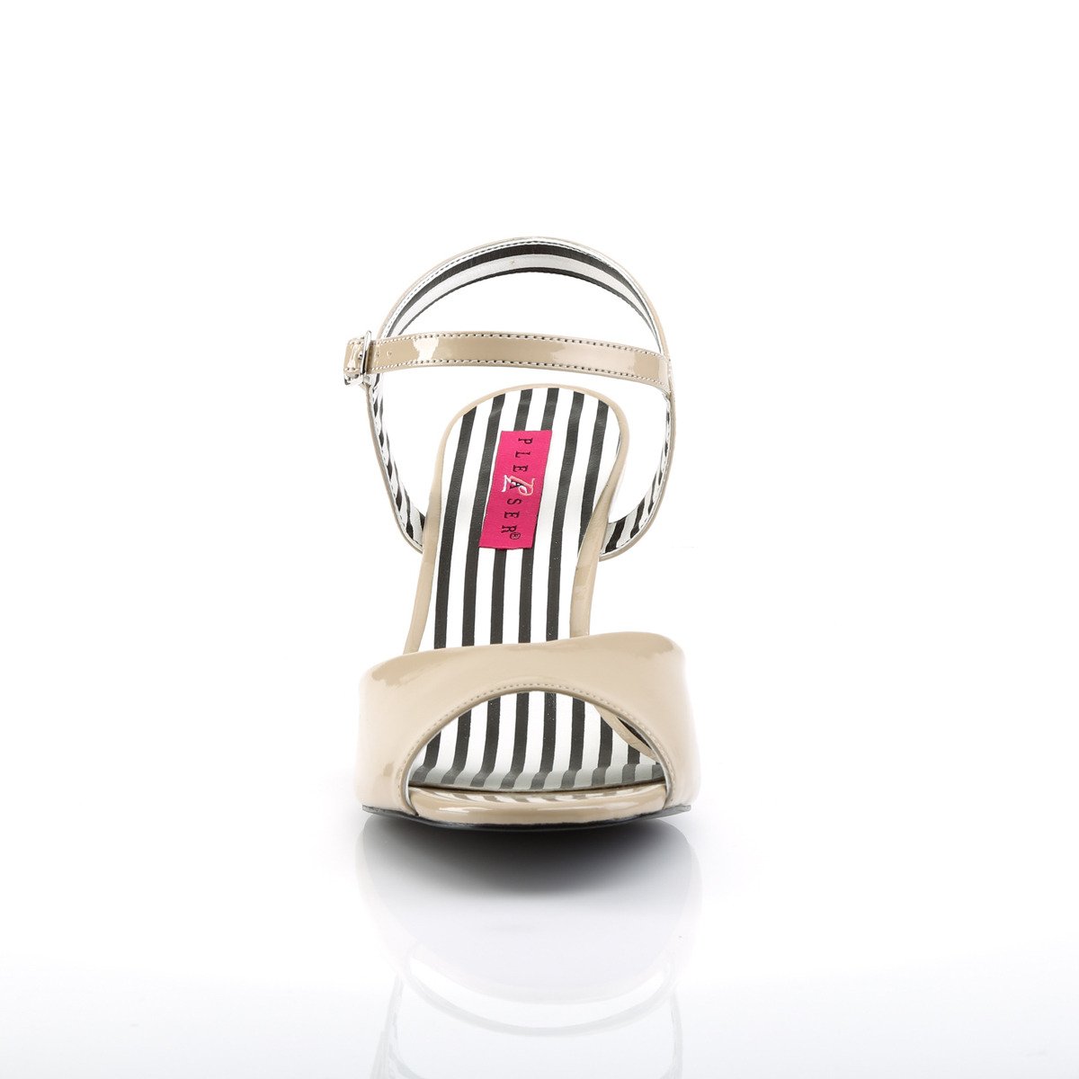 Pleaser Pink Label Jenna-09 CR - Lesklé béžové sandále so širokými podpätkami