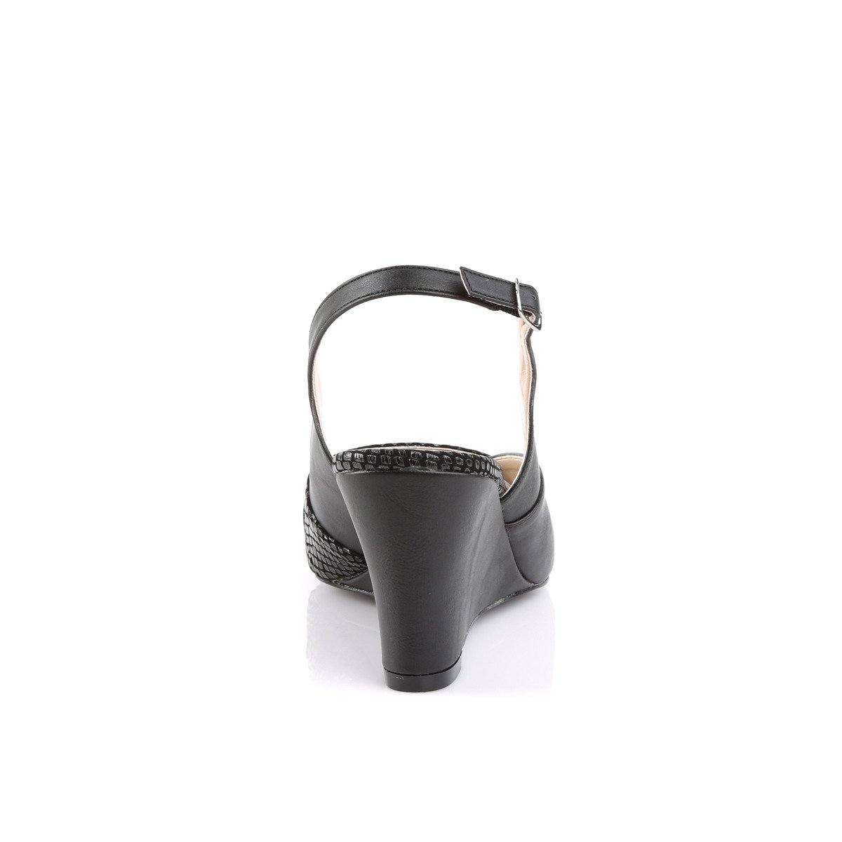 Pleaser Pink Label Kimberly-01SP BPU - Čierne lodičky s otvorenou špičkou a voľnou pätou s klínkom