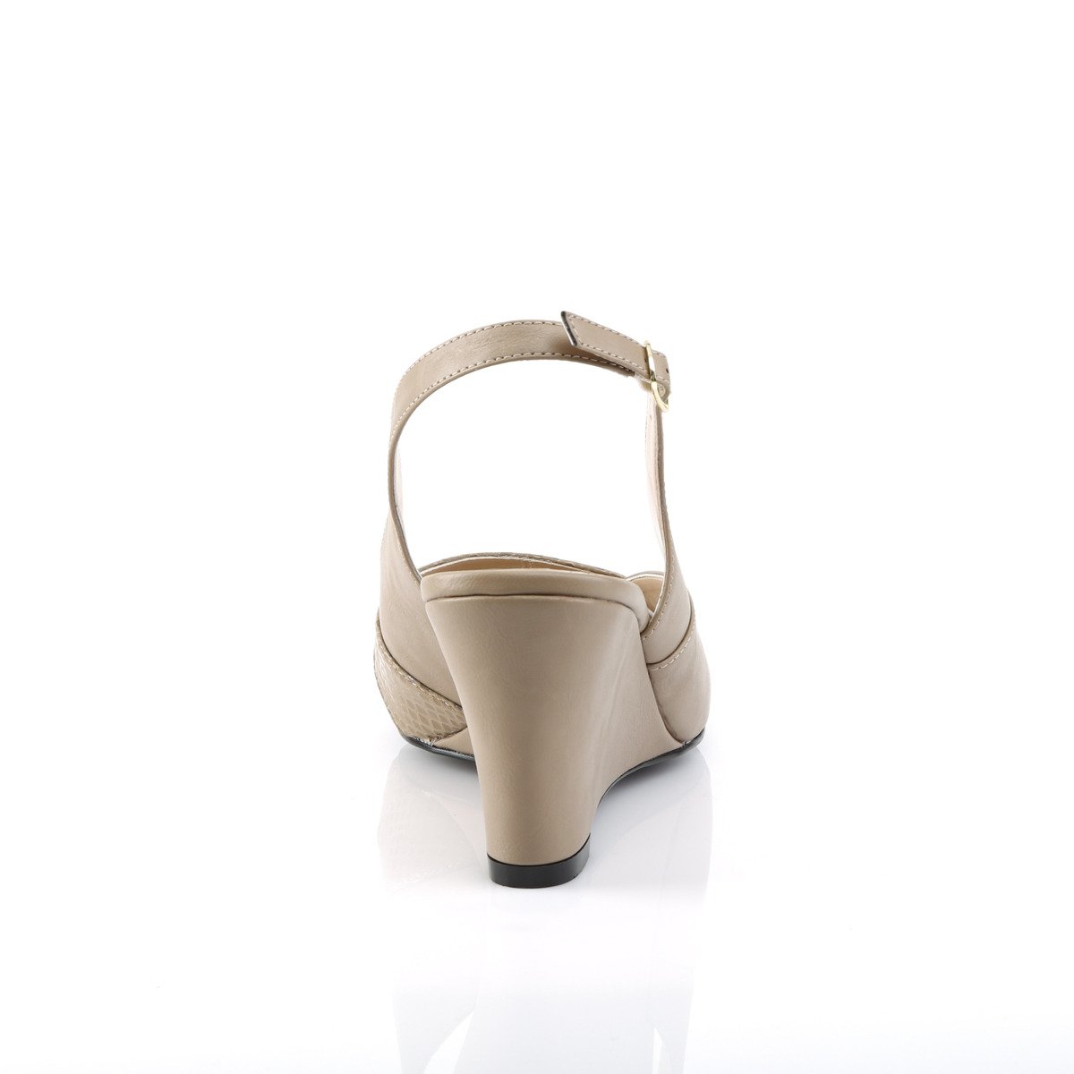 Pleaser Pink Label Kimberly-01SP TPPU - Béžové lodičky s otvorenou špičkou a voľnou pätou s klínkom