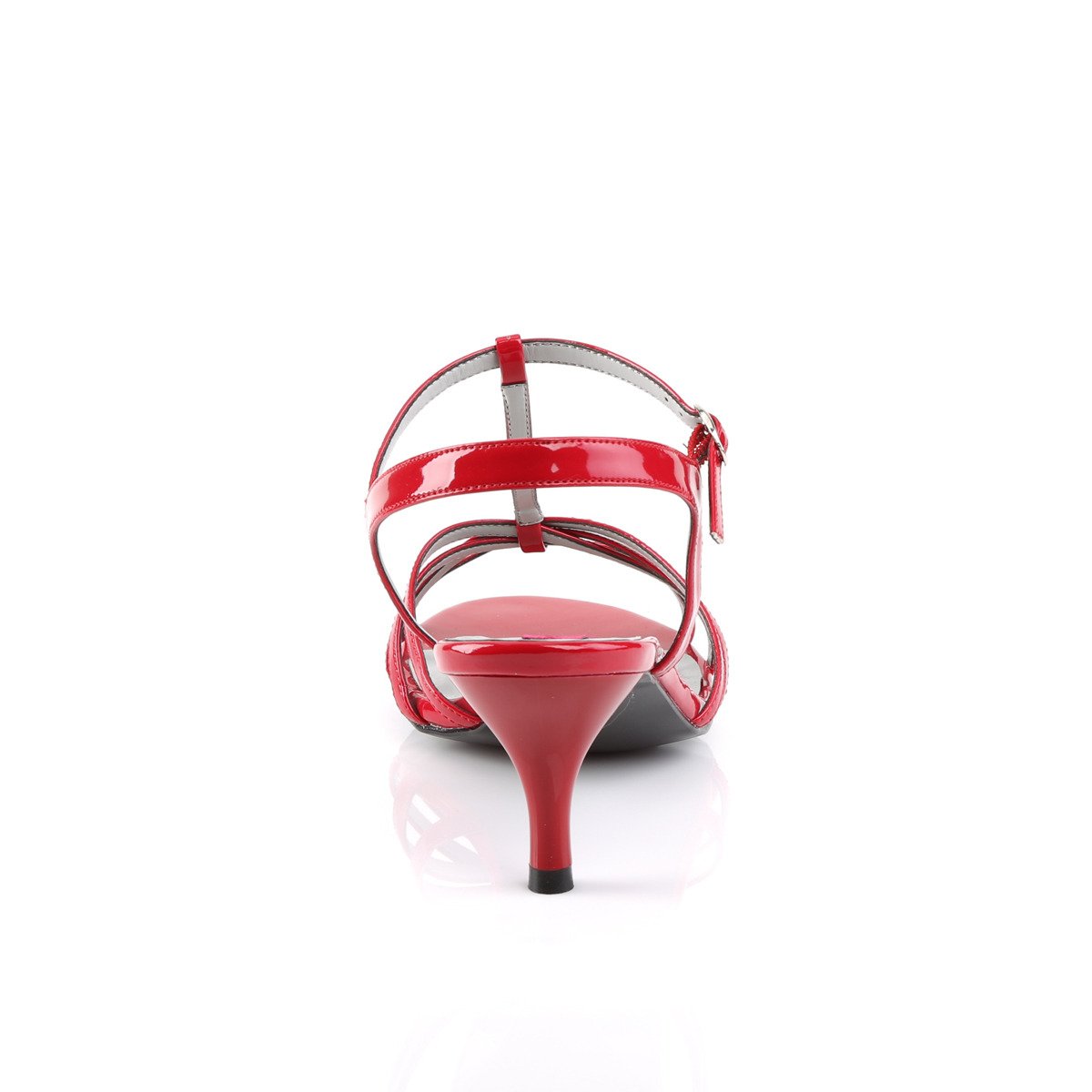 Pleaser Pink Label Kitten-06 R - Lesklé červené sandále na podpätku