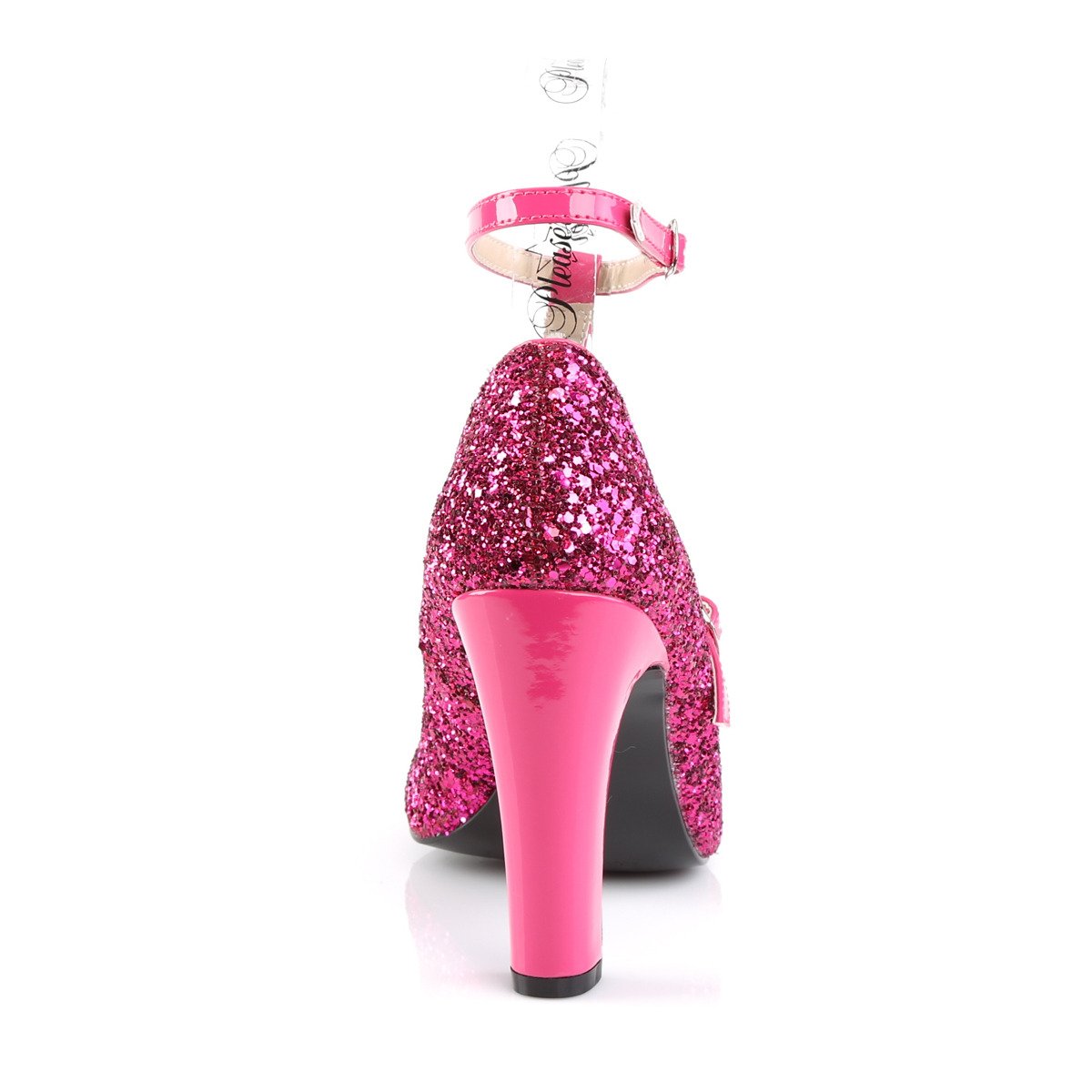 Pleaser Pink Label Queen-01 HP-HPG - Ružové lodičky s remienkami na vysokých širokých podpätkoch