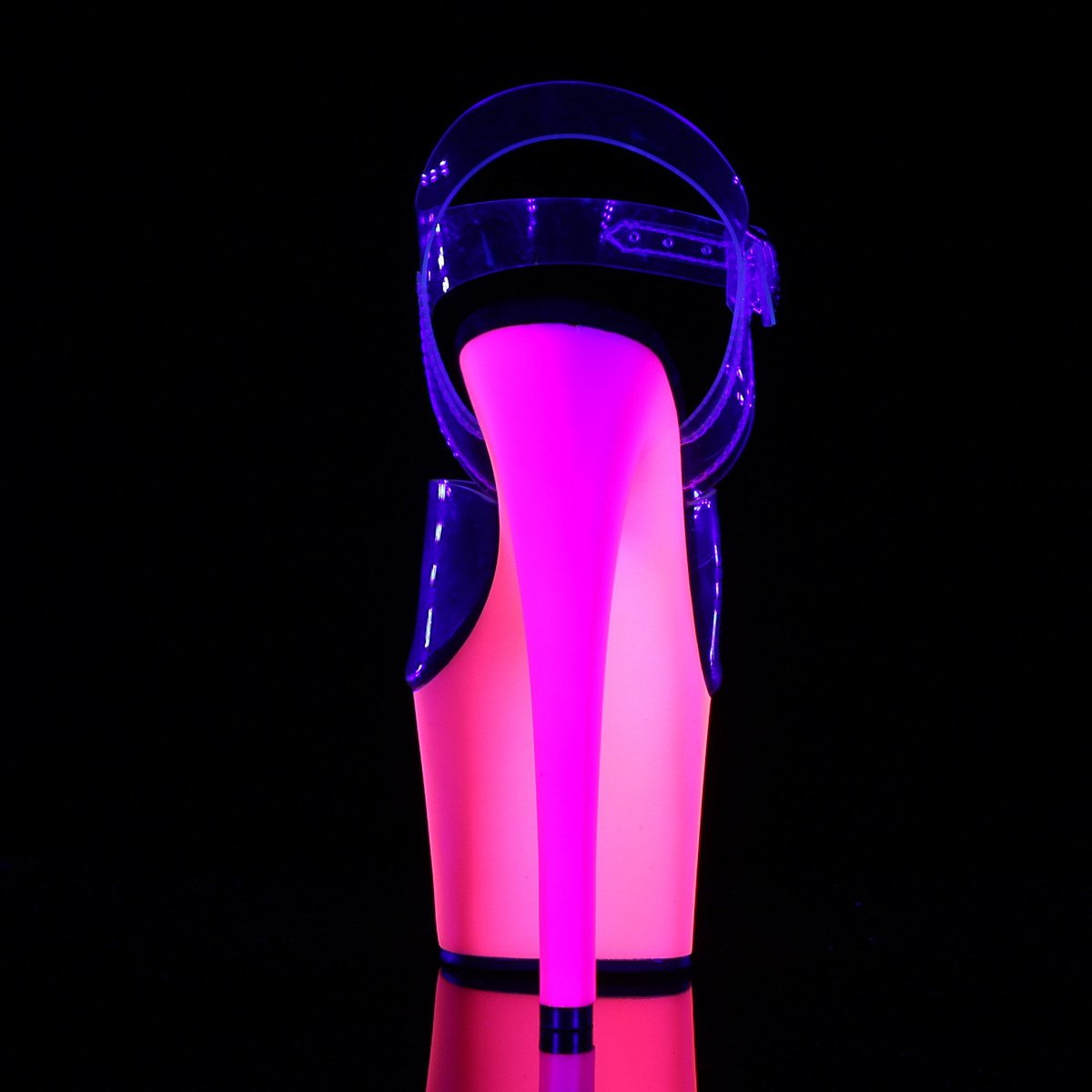 Pleaser Rainbow-308UV C/NMC - Priehľadné uv reaktívne sandále na vysokej platforme
