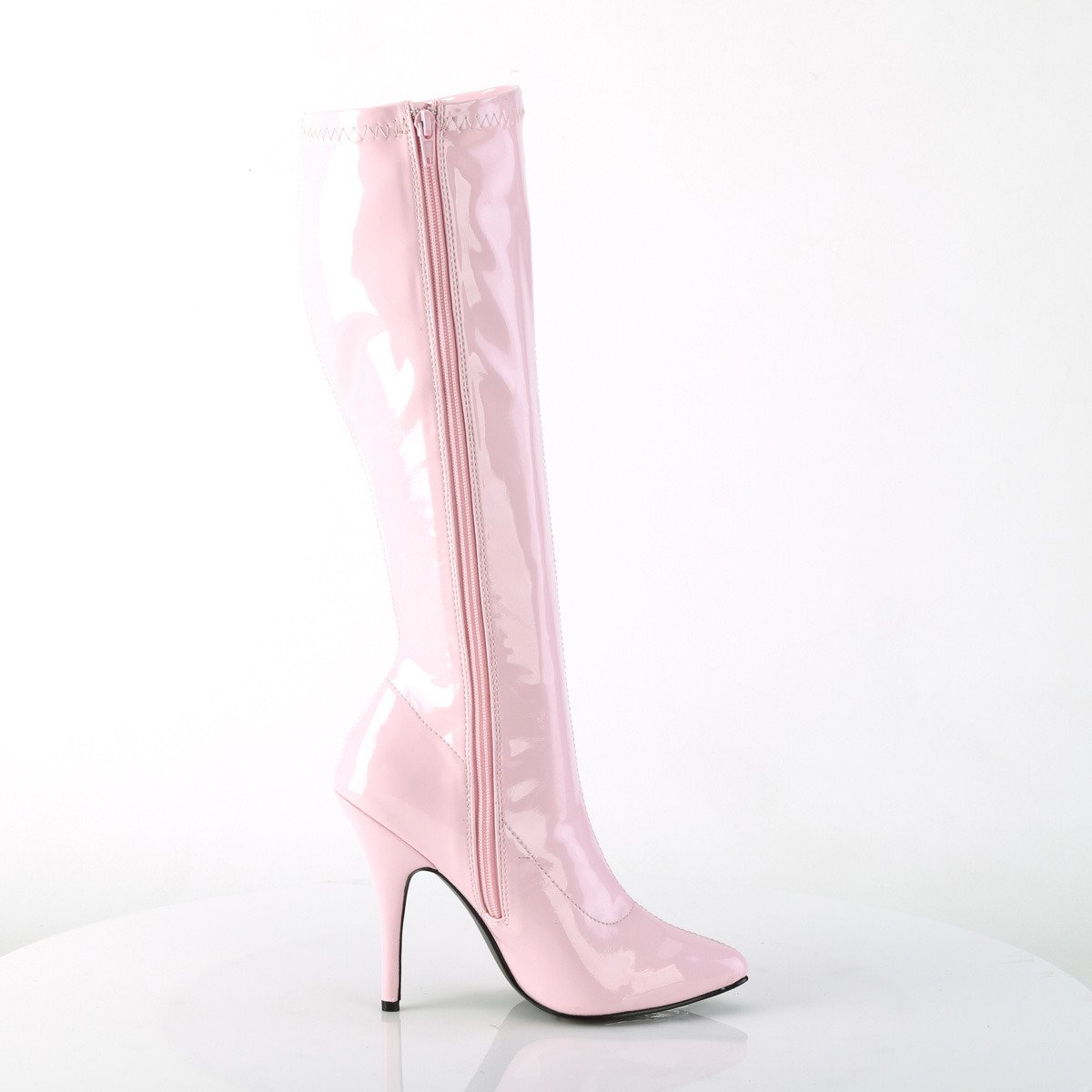Pleaser Seduce-2000 BP - Lesklé ružové čižmy na vysokom podpätku