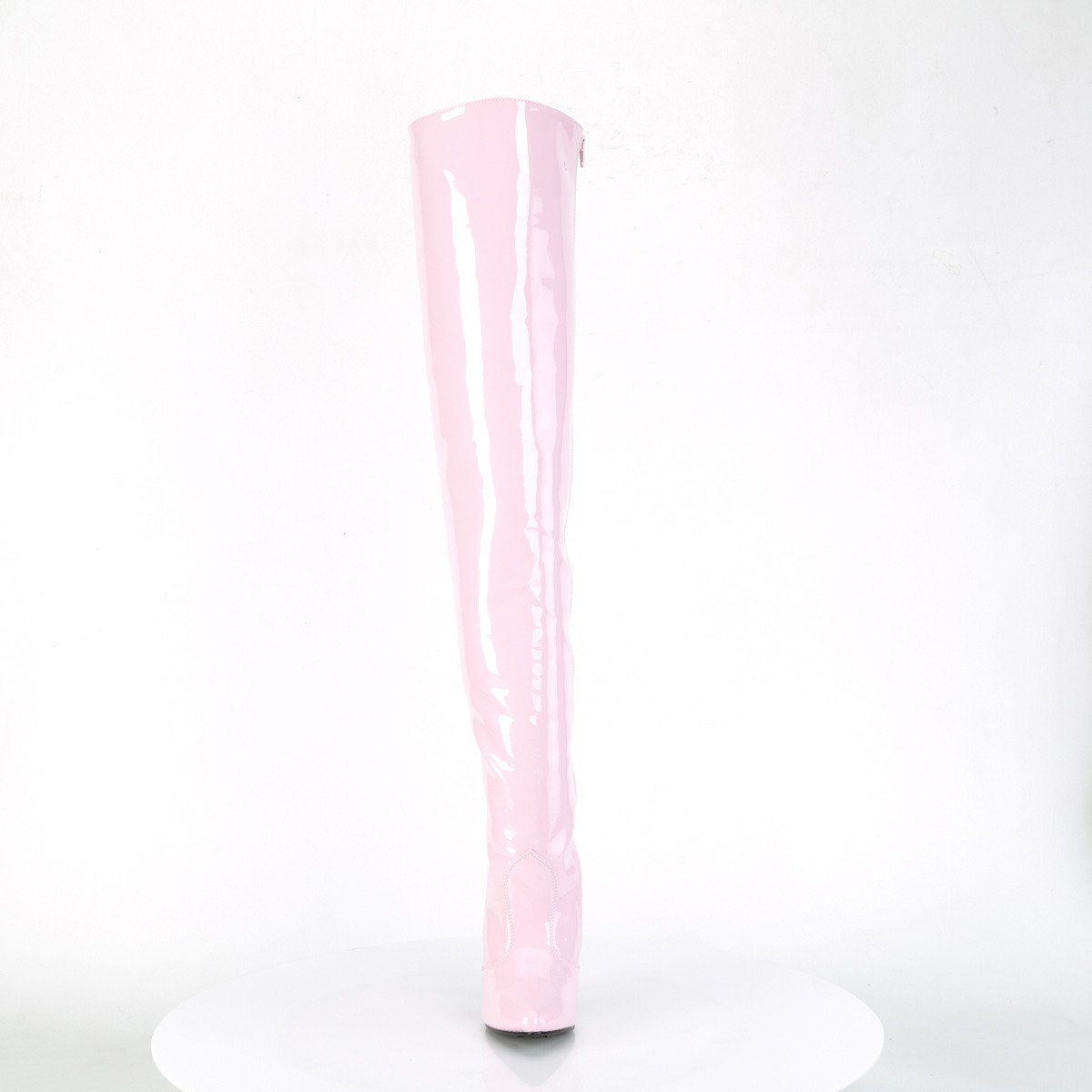 Pleaser Seduce-3010 BP - Lesklé ružové čižmy nad kolená na  opätku na vysokom podpätku