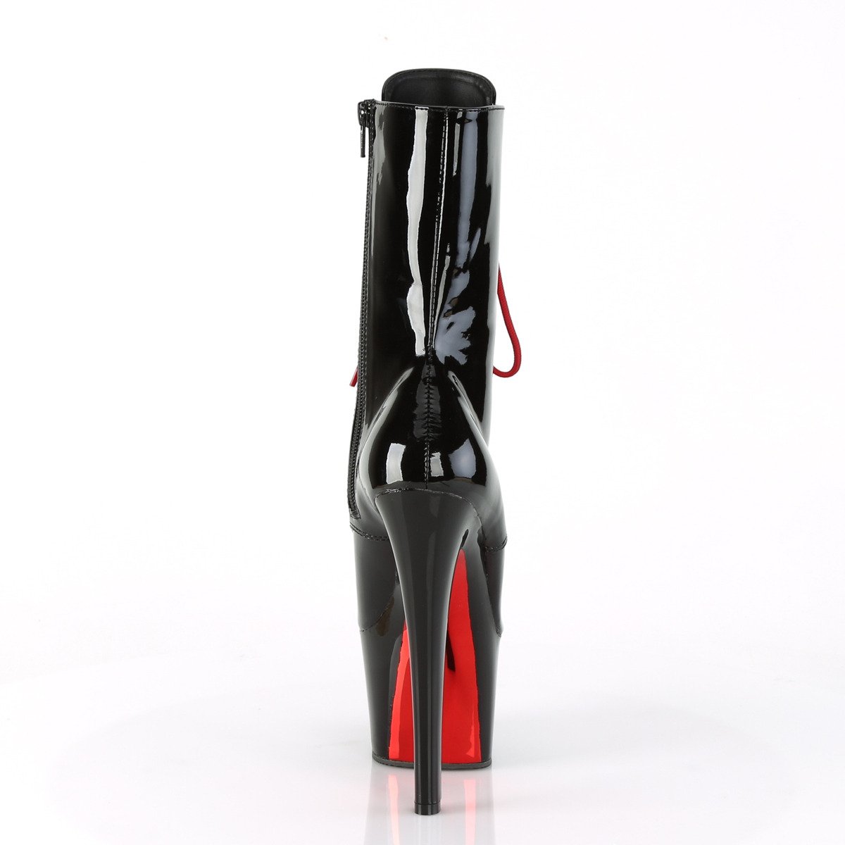 Pleaser Sky-1020TT B/B-RCH - Lesklé čierne kotníkové čižmy na vysokej platforme