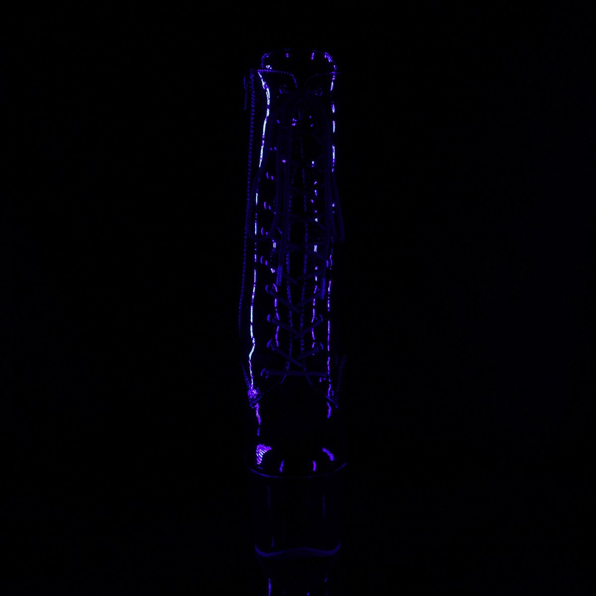 Pleaser Sky-1020TT B/B-NHP - Lesklé čierne kotníkové čižmy na vysokej platforme