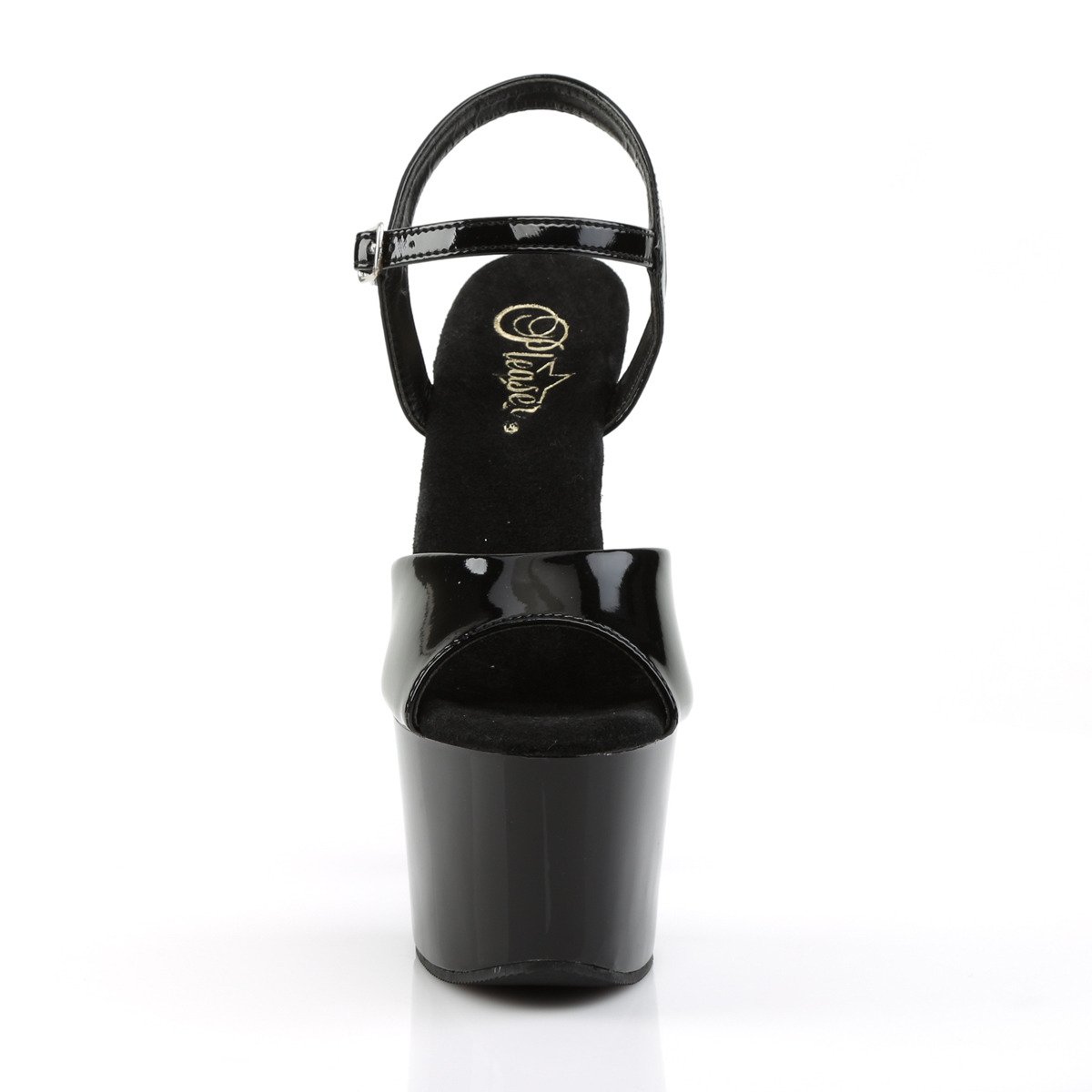 Pleaser Sky-309 B/M - Lesklé čierne sandále na vysokej platforme