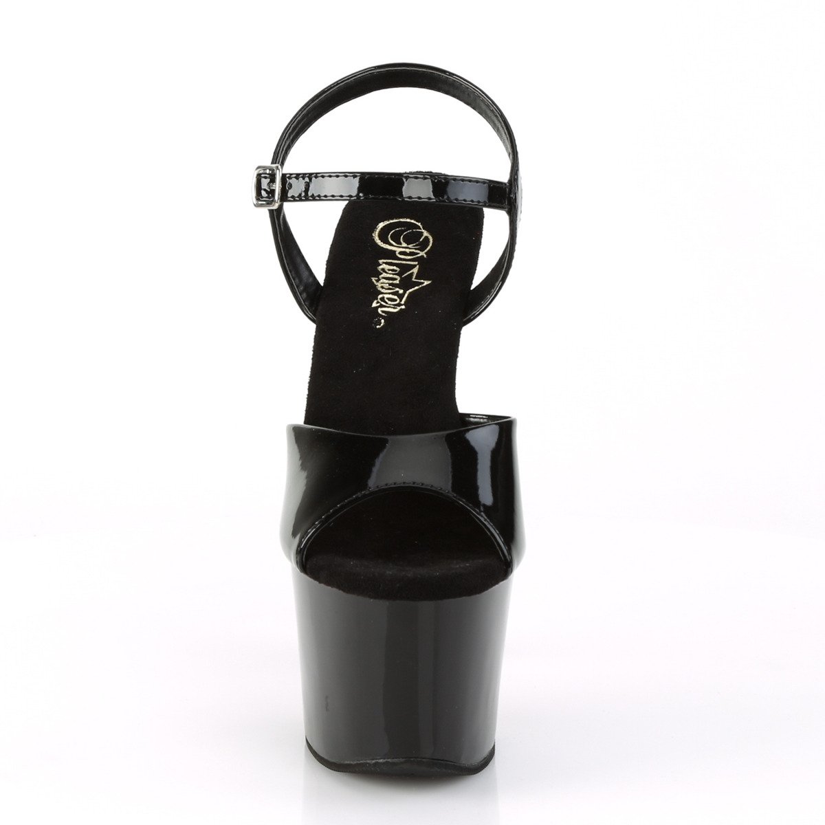 Pleaser Sky-309CRS B/B-RRS - Lesklé čierne sandále na vysokej platforme