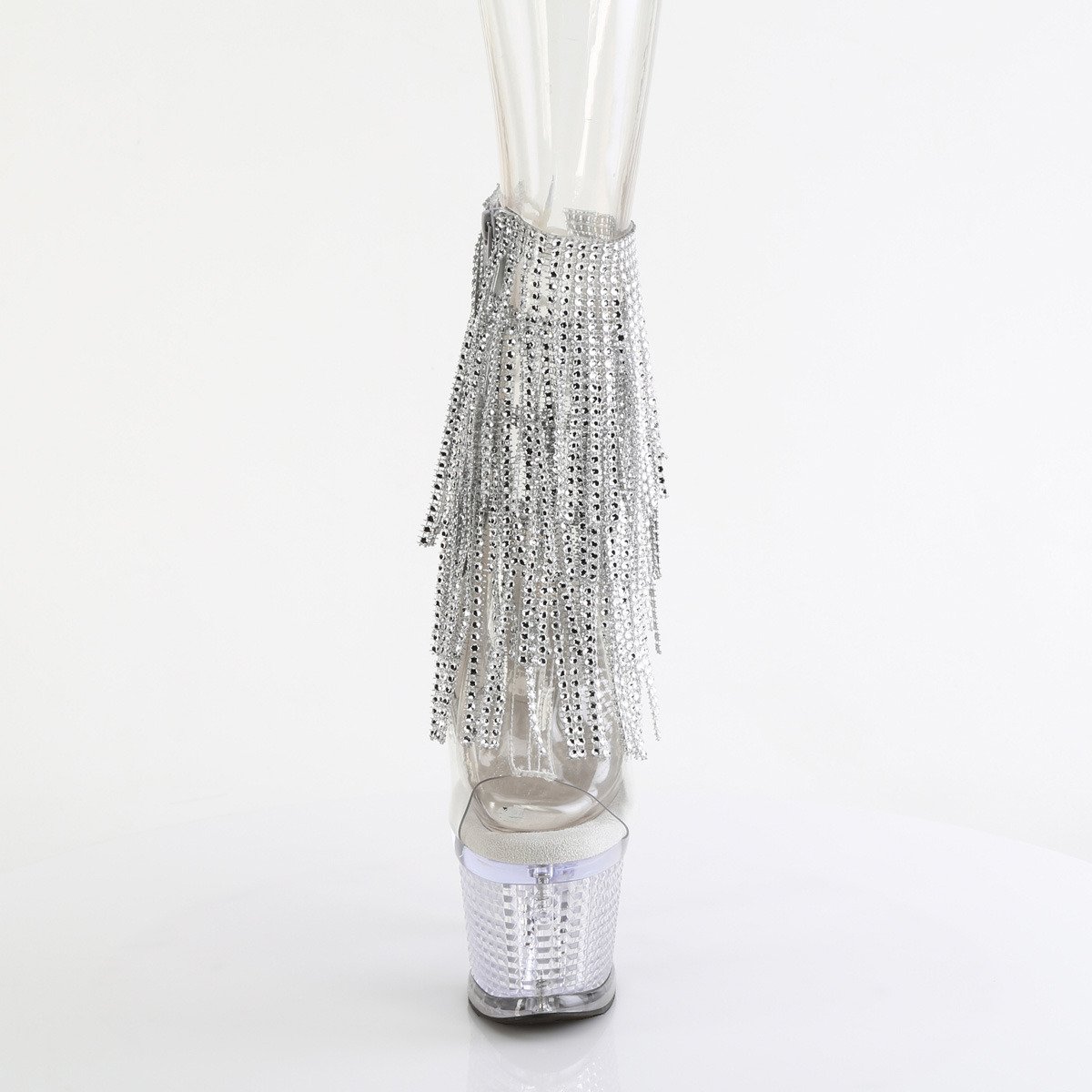 Pleaser Spectator-1017RSF C-S/C - Priehľadné topánky s remienkom cez kotník na vysokej platforme