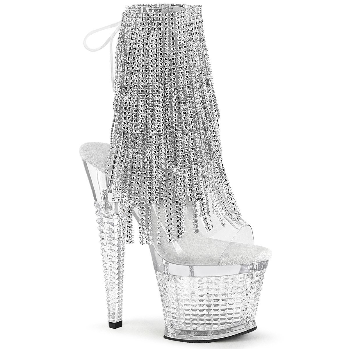 Pleaser Spectator-1017RSF C-S/C - Priehľadné topánky s remienkom cez kotník na vysokej platforme