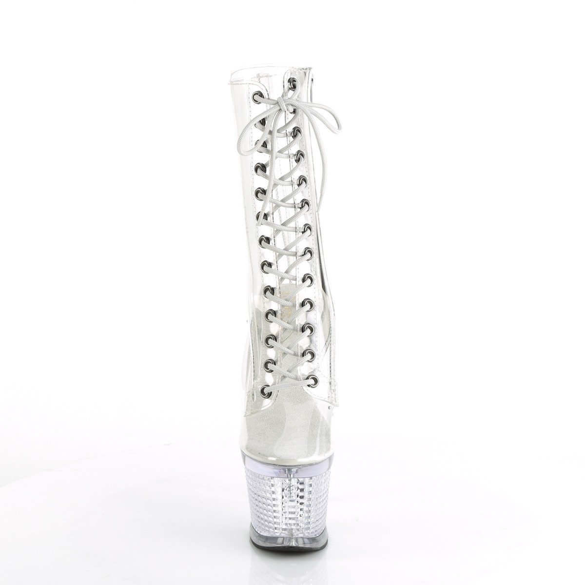 Pleaser Spectator-1040C C/M - Priehľadné kotníkové čižmy na vysokej platforme