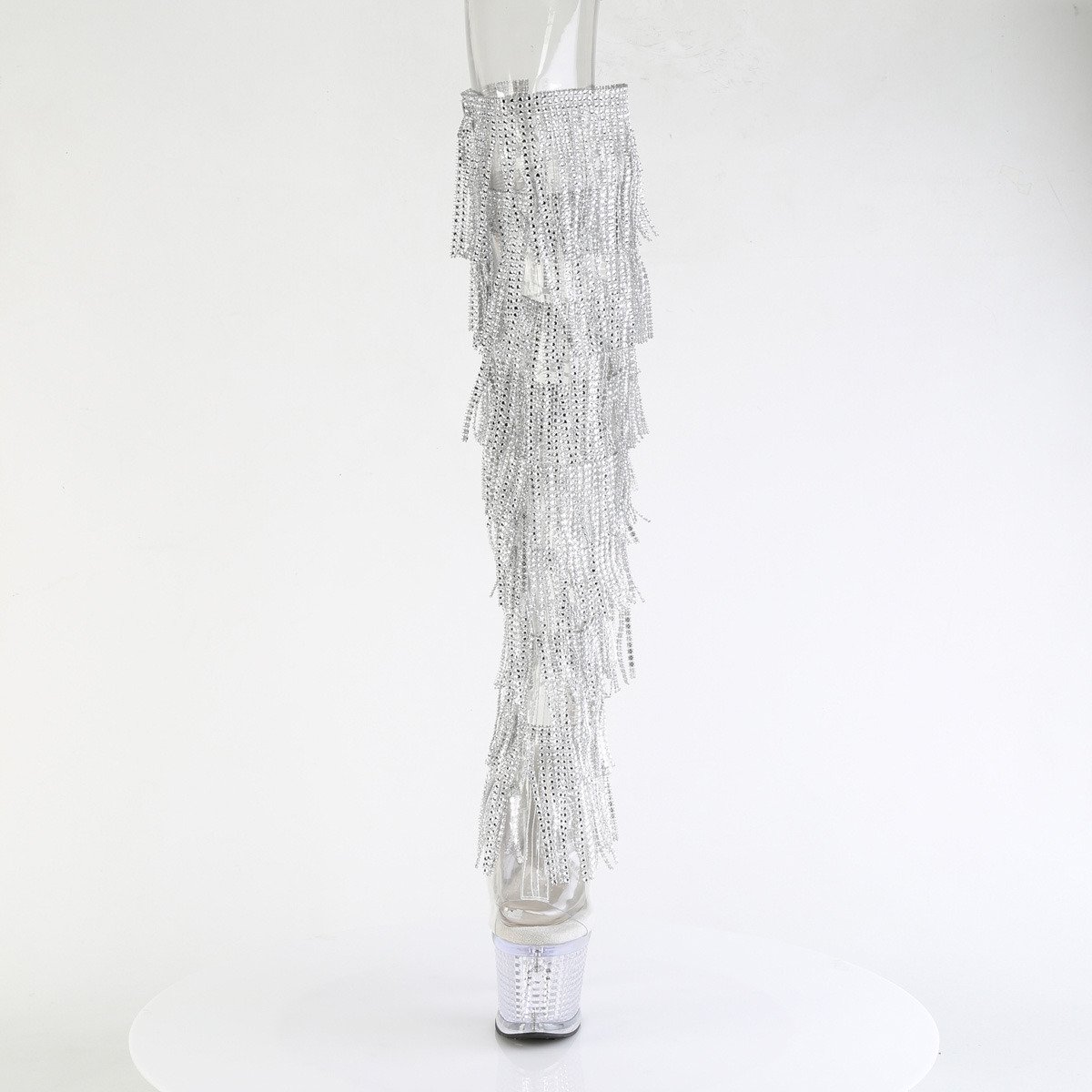 Pleaser Spectator-3019C-RSF C-S/C - Priehľadné čižmy s otvorenou špičkou na vysokej platforme