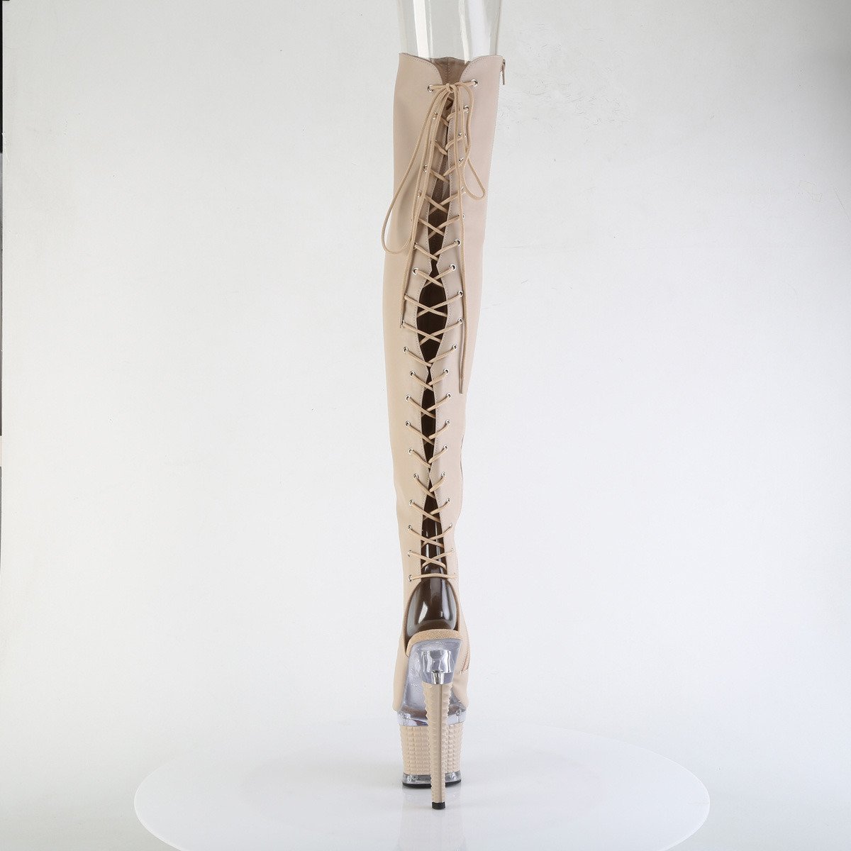 Pleaser Spectator-3030 NDPU/C-ND - Béžové čižmy s otvorenou špičkou na vysokej platforme