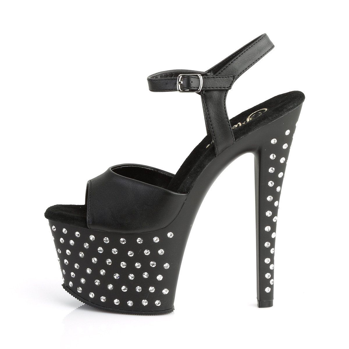 Pleaser Stardust-709 BPU/M - Čierne sandále na vysokej platforme