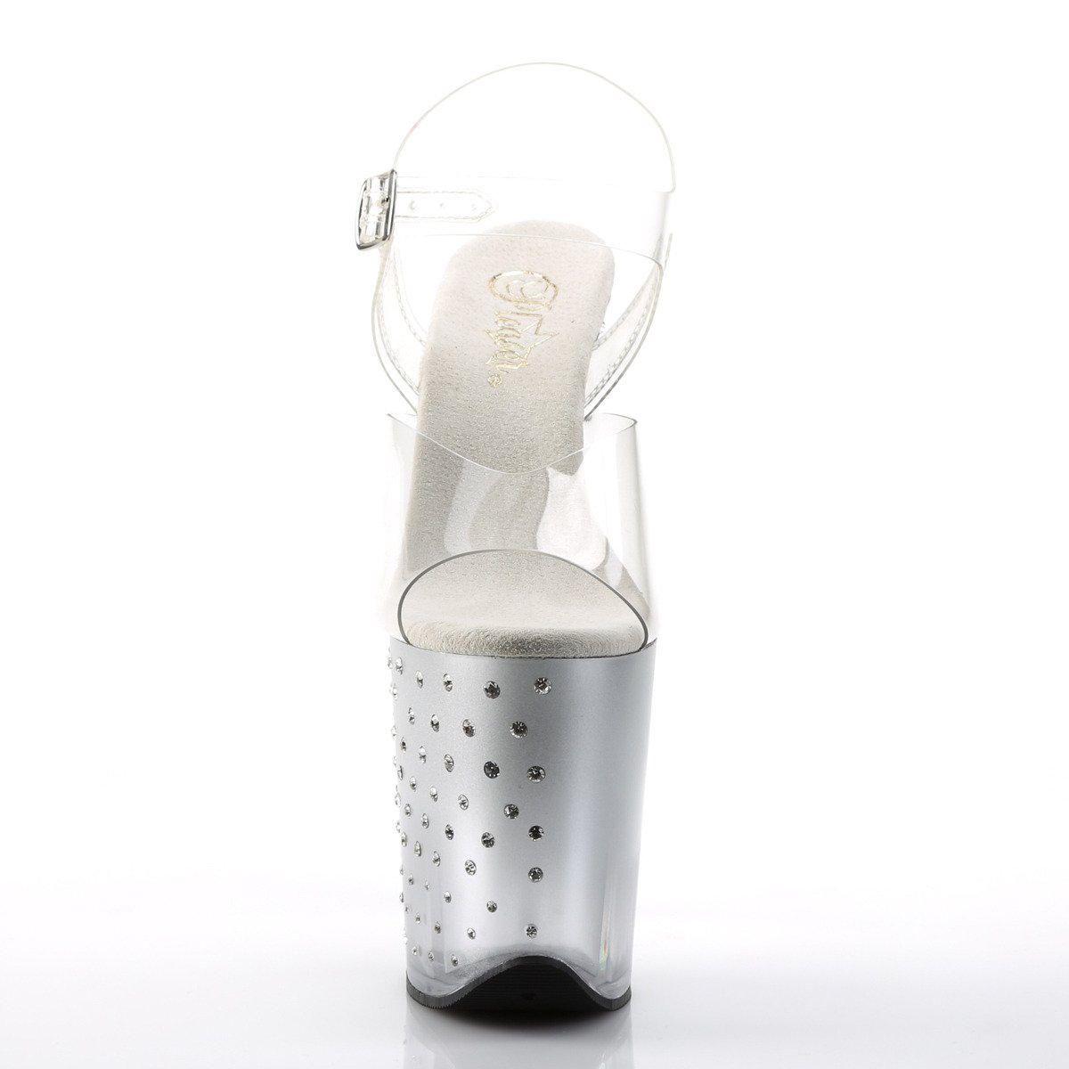 Pleaser Stardust-808T C/S - Priehľadné sandále na vysokej platforme