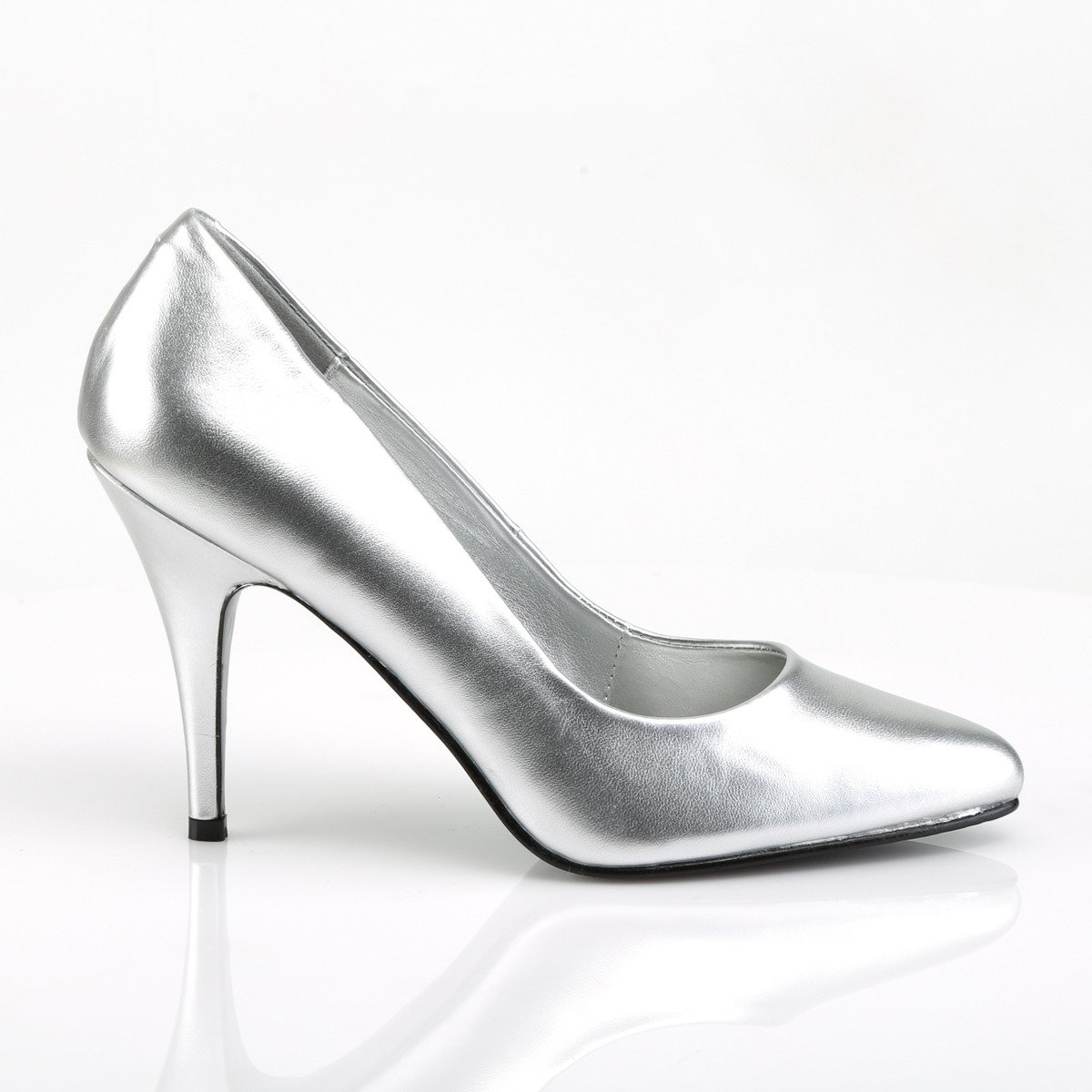 Pleaser Vanity-420 S/PU - Strieborné lodičky na vysokom podpätku