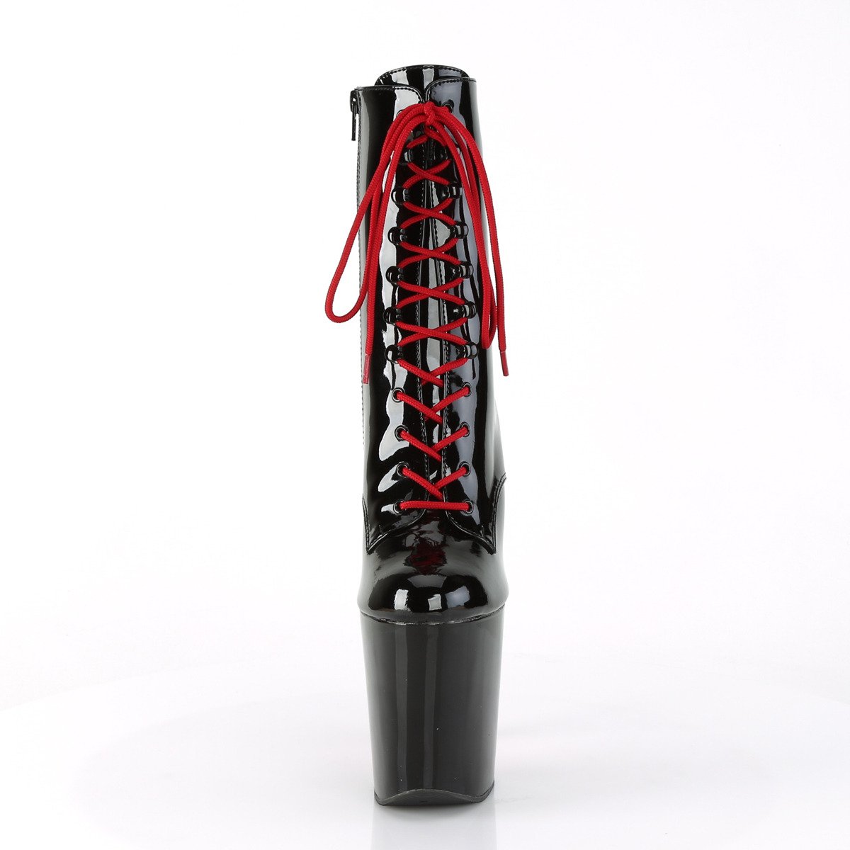 Pleaser Xtreme-1020TT B/B-RCH - Lesklé čierne kotníkové čižmy na vysokej platforme