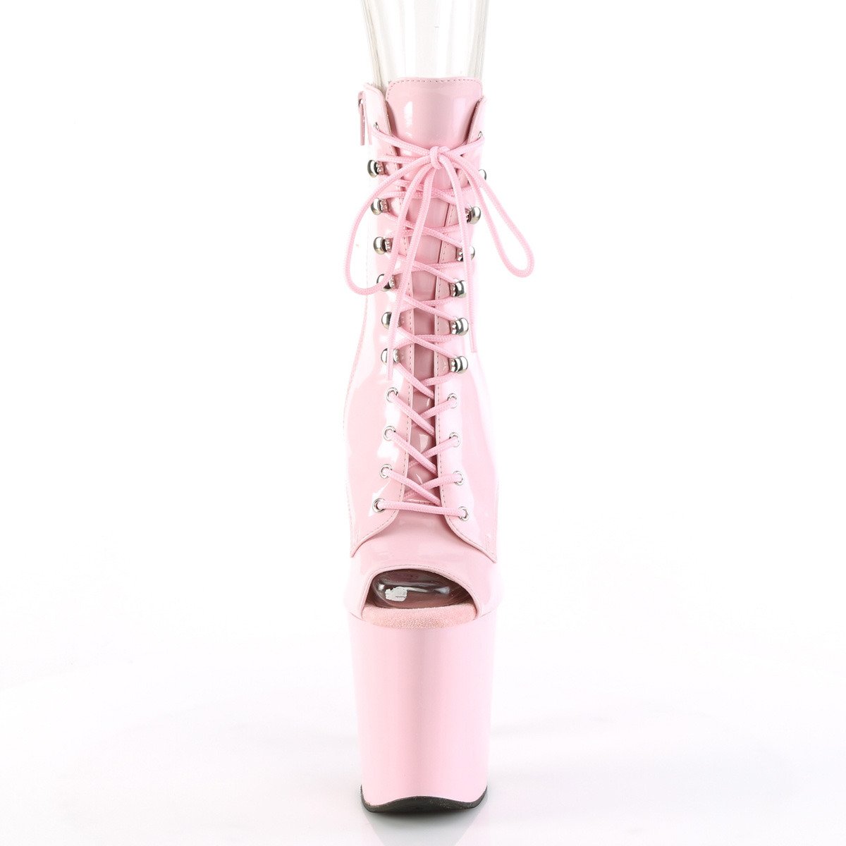 Pleaser Xtreme-1021 BP/M - Lesklé ružové čižmy s otvorenou špičkou na vysokej platforme