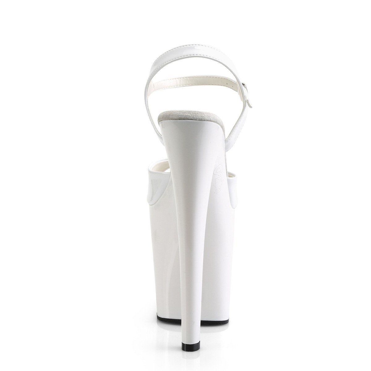 Pleaser Xtreme-809 W/M - Lesklé biele sandále na vysokej platforme