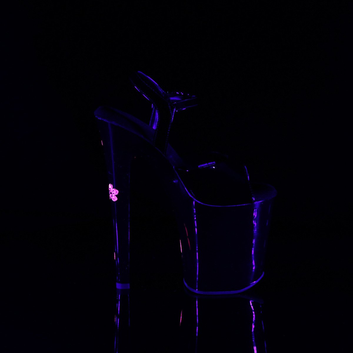 Pleaser Xtreme-809HB B/B-NPNK - Lesklé čierne sandále na vysokej platforme