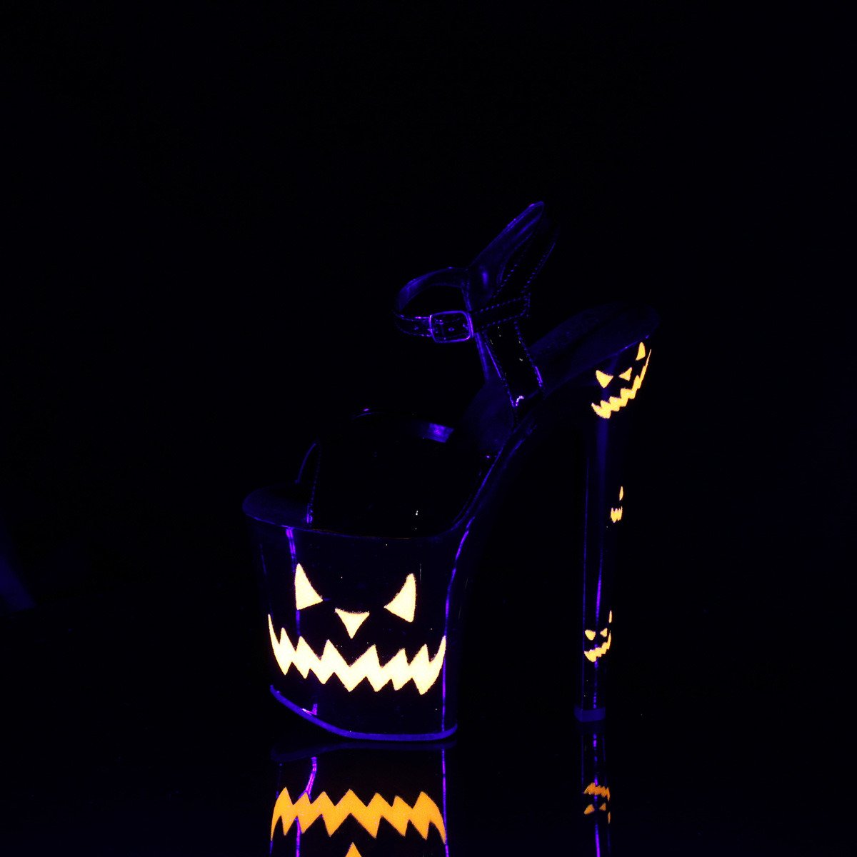 Pleaser Xtreme-809JOL B/B-NOG - Lesklé čierne sandále na vysokej platforme